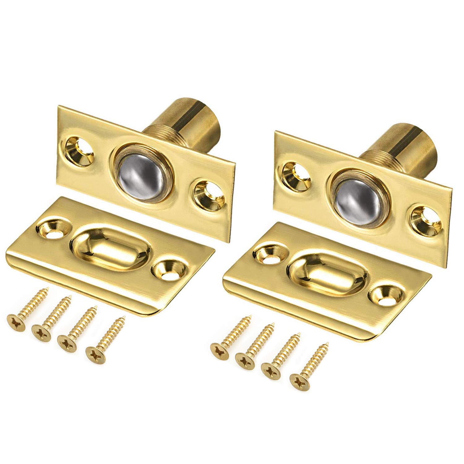Adjustable Spring Ball Catch Latch for Closet & Cabinet Doors - Gold (Pack of 2) | French Door Catches | Perfect for Home, Office & RV Use