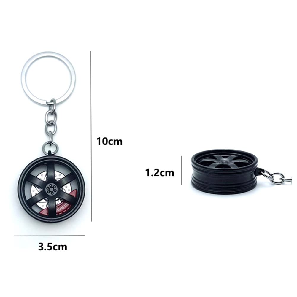 SEADEAR Zinc Alloy Car Wheel Keychain - Tire Rim Key Ring Pendant for Car Enthusiasts - Perfect Gift for Auto Lovers & Car Accessories Collection (White) - Use for Keys, Backpacks or Car Decor