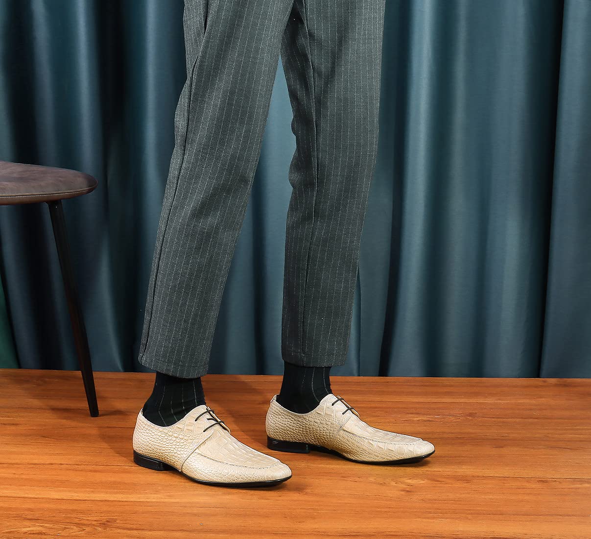 Men's Formal Dress Shoes - Modern Lace-Up Oxford Business Shoes in Ivory | Perfect for Weddings, Office & Special Occasions