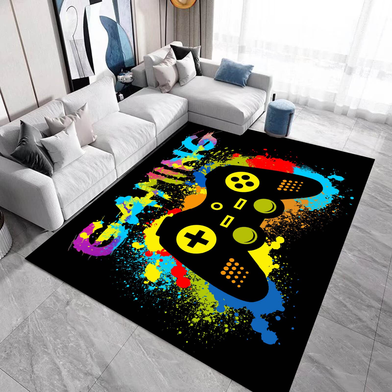 Premium 3'x5' Non-Slip Gaming Rug for Boys - Soft Gamer Carpet for Bedroom, Game Room & Living Room Decor - 60x39 Inch Durable Teen Gamer Rug - Perfect for Esports Setup, Streaming Background & Gaming Den Accessories