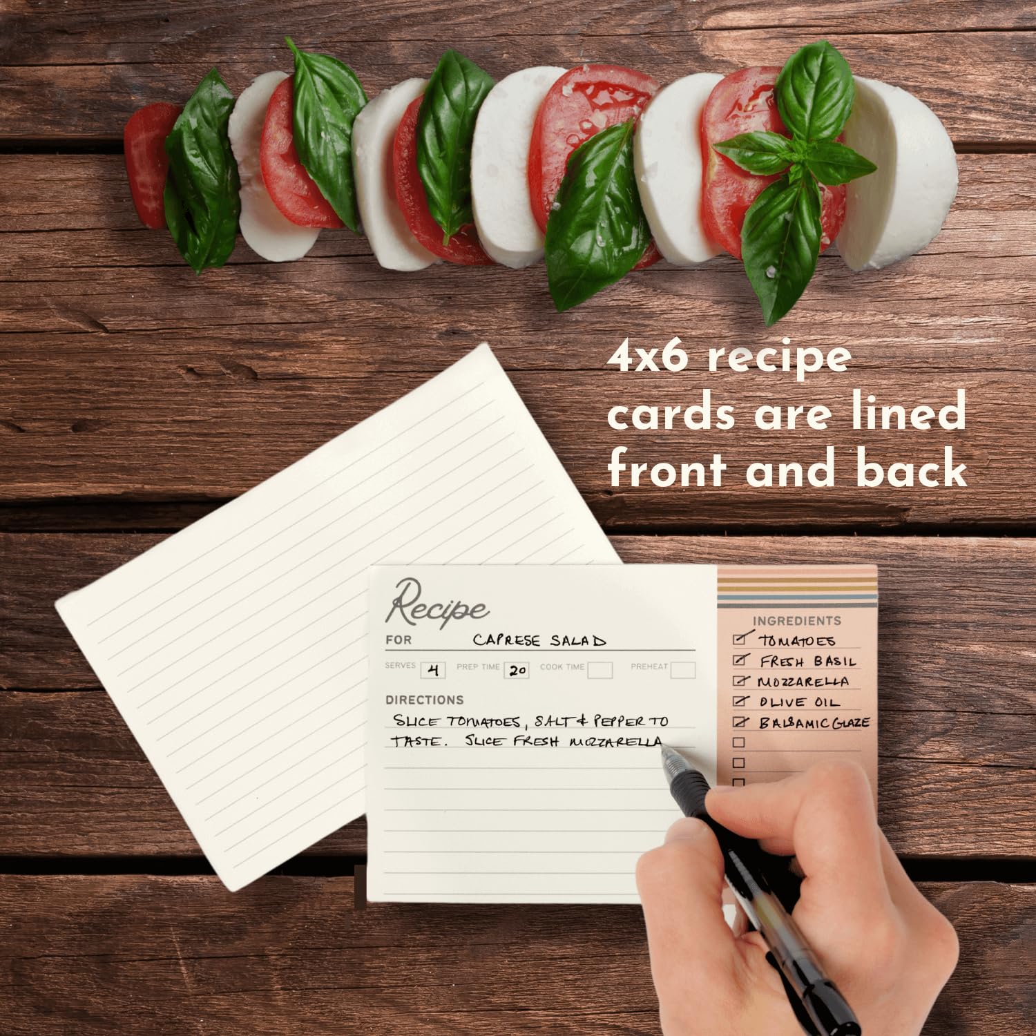 Vintage Acacia Wood Recipe Box with 50 Cards & 12 Dividers - Boho Style Recipe Organizer with Handwritten Lettering - Perfect for Kitchen Storage, Meal Planning & Gift Giving