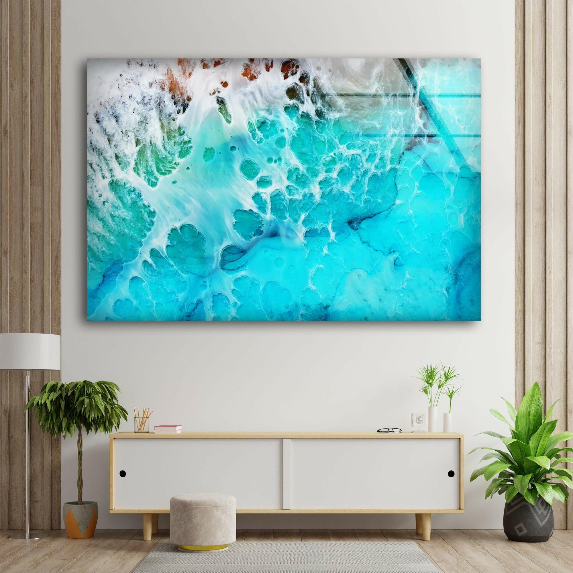 Stunning Ocean Aerial View Glass Wall Art - Modern Coastal Home Decor for Living Room, Bedroom & Office