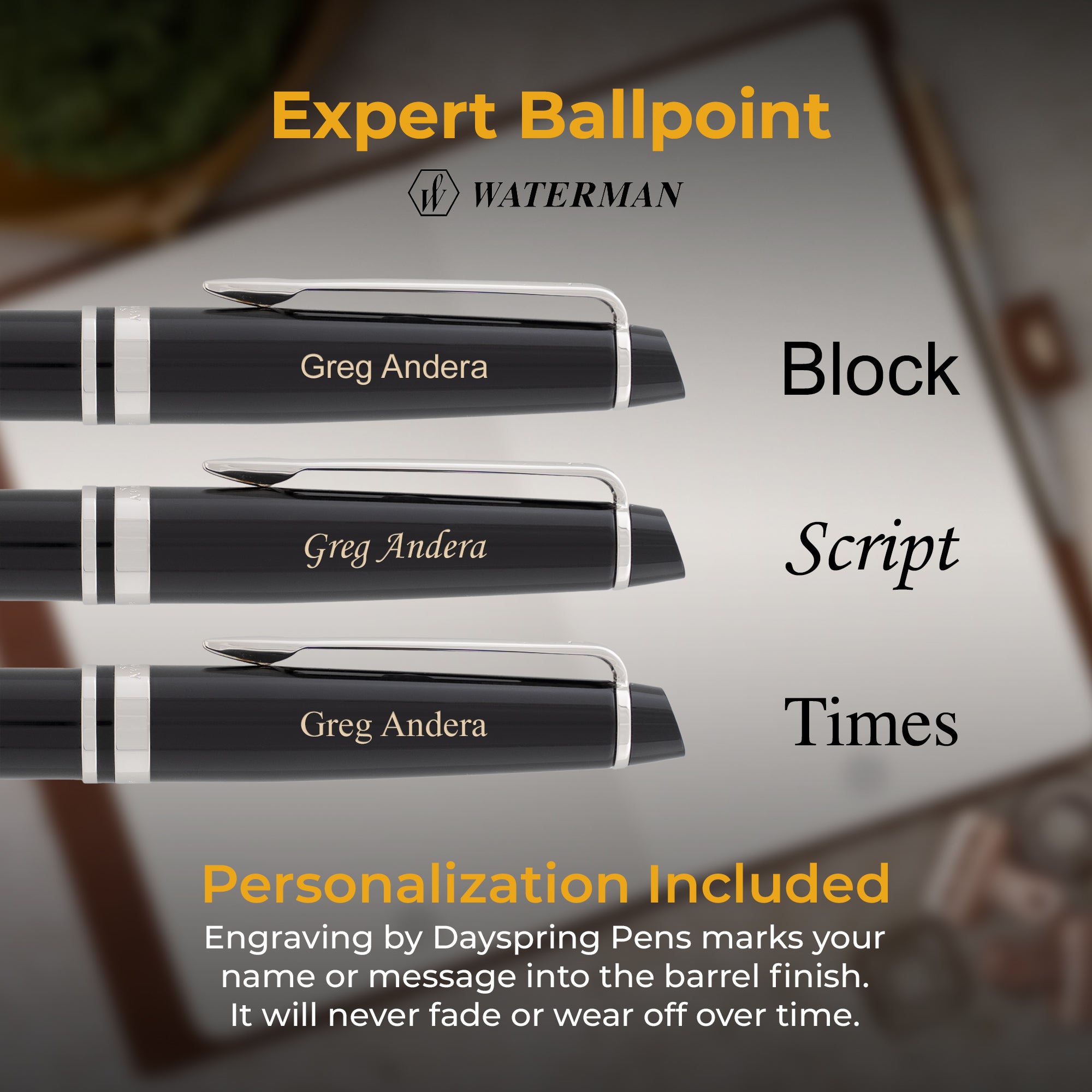 Waterman Expert Ballpoint Pen - Black Chrome Trim - Premium Writing Instrument for Office, Business & Gifts