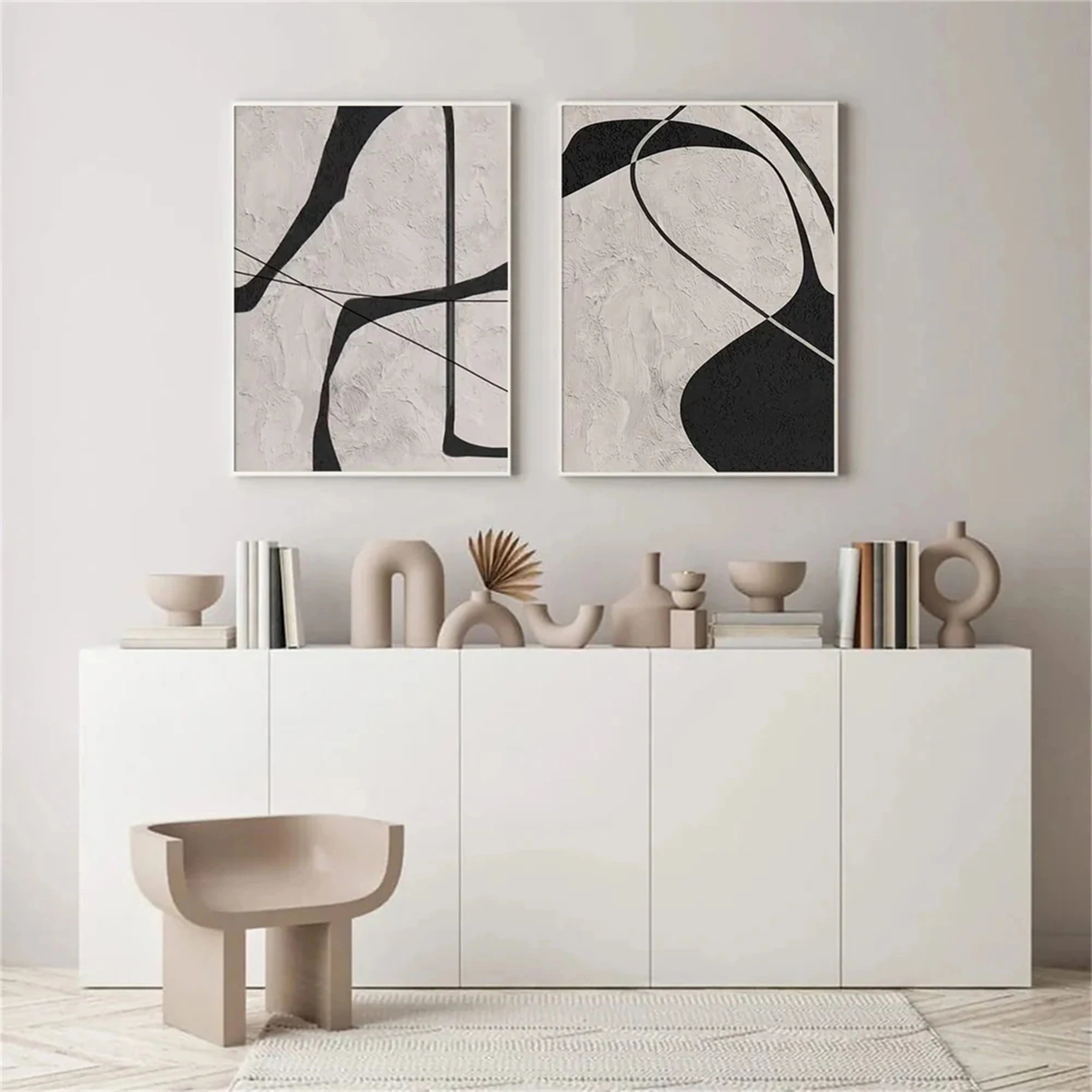 Abstract Tranquility Set of 2 Wall Art Paintings - Modern Minimalist Canvas Prints for Living Room, Bedroom & Office Decor #WS122
