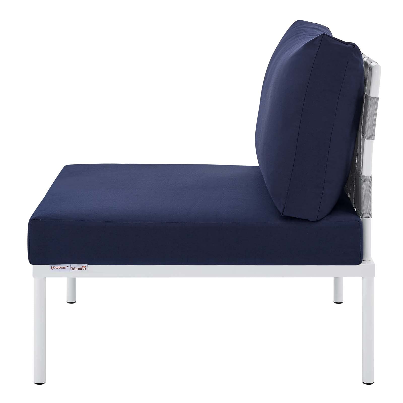 Modern Outdoor Patio Lounge Sectional Sofa Set with Aluminum Frame - Grey & Navy Blue - Perfect for Backyard, Poolside, or Garden Relaxation