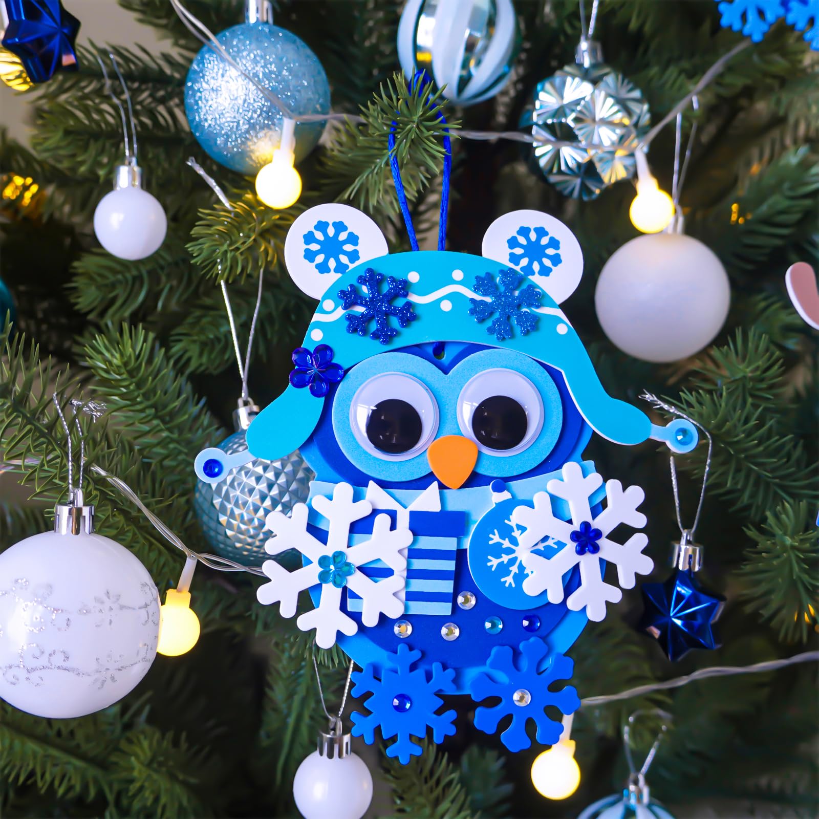 Winlyn 24-Piece Winter Craft Kit - DIY Snowflake & Owl Ornaments, Festive Foam Stickers for Christmas Decorations | Holiday Arts & Crafts for Kids, Classroom Activities & Party Favors | Perfect for Home Decor, School Projects & Seasonal Celebrations