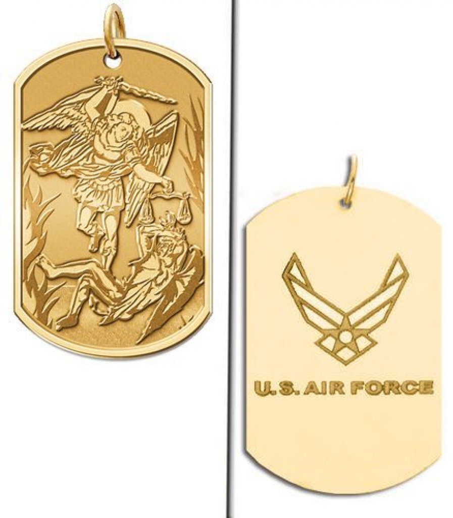 Saint Michael Double-Sided Air Force Dog Tag Religious Medal - PicturesOnGold.com - Perfect for Military Service, Gifts & Spiritual Protection