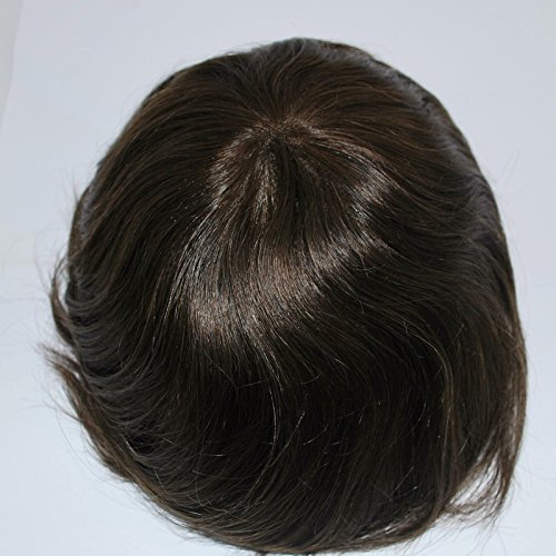 Dark Brown Human Hair Toupee for Men - #3 Lace Front Hair System | Natural Look for Thinning Hair & Baldness | Perfect for Daily Wear, Parties & Special Events