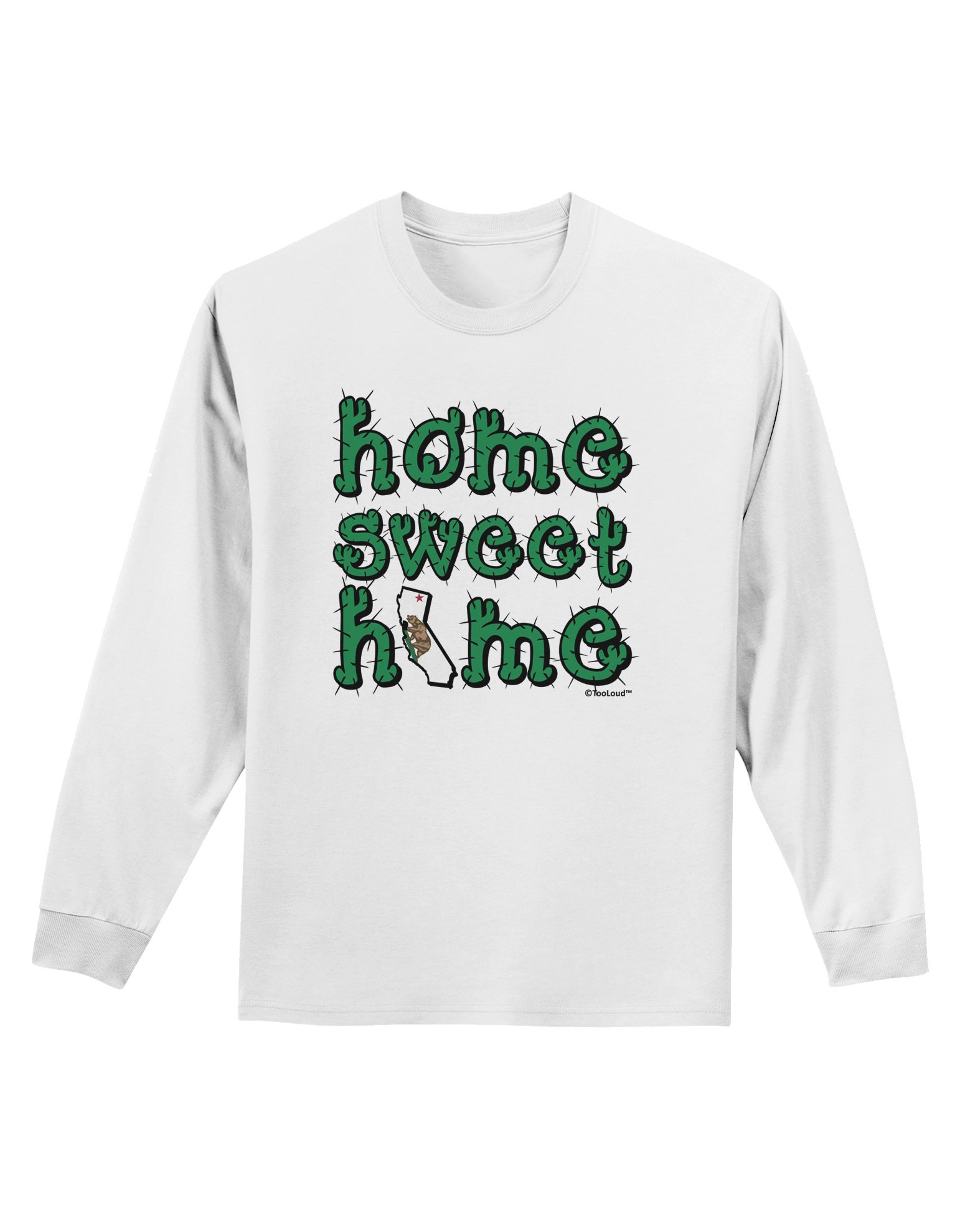 TOOLOUD Home Sweet Home California Cactus & State Flag Long Sleeve T-Shirt for Men & Women - Perfect for Casual Wear, Outdoor Activities & State Pride