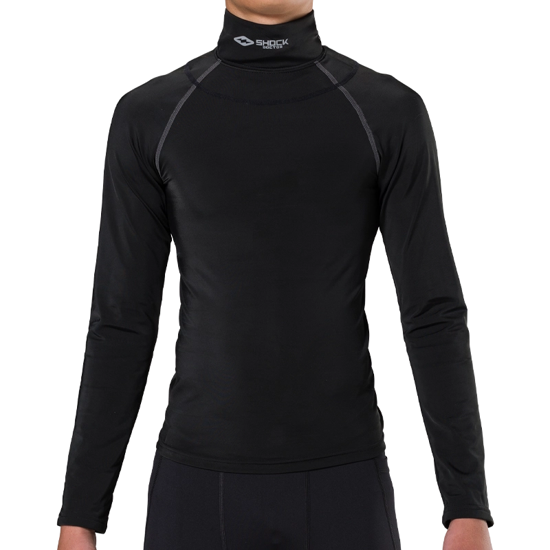 Shock Doctor Ultra Compression Neckguard Shirt for Youth - Protective Base Layer for Baseball, Football & Lacrosse - Moisture Wicking Performance Shirt for Sports & Training