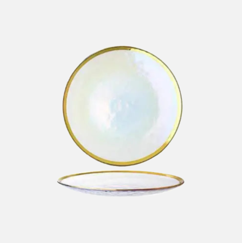 Aurora Gold Edge Glass Plate & Bowl Set - Elegant Dinnerware for Special Occasions, Perfect for Weddings, Parties, and Fine Dining