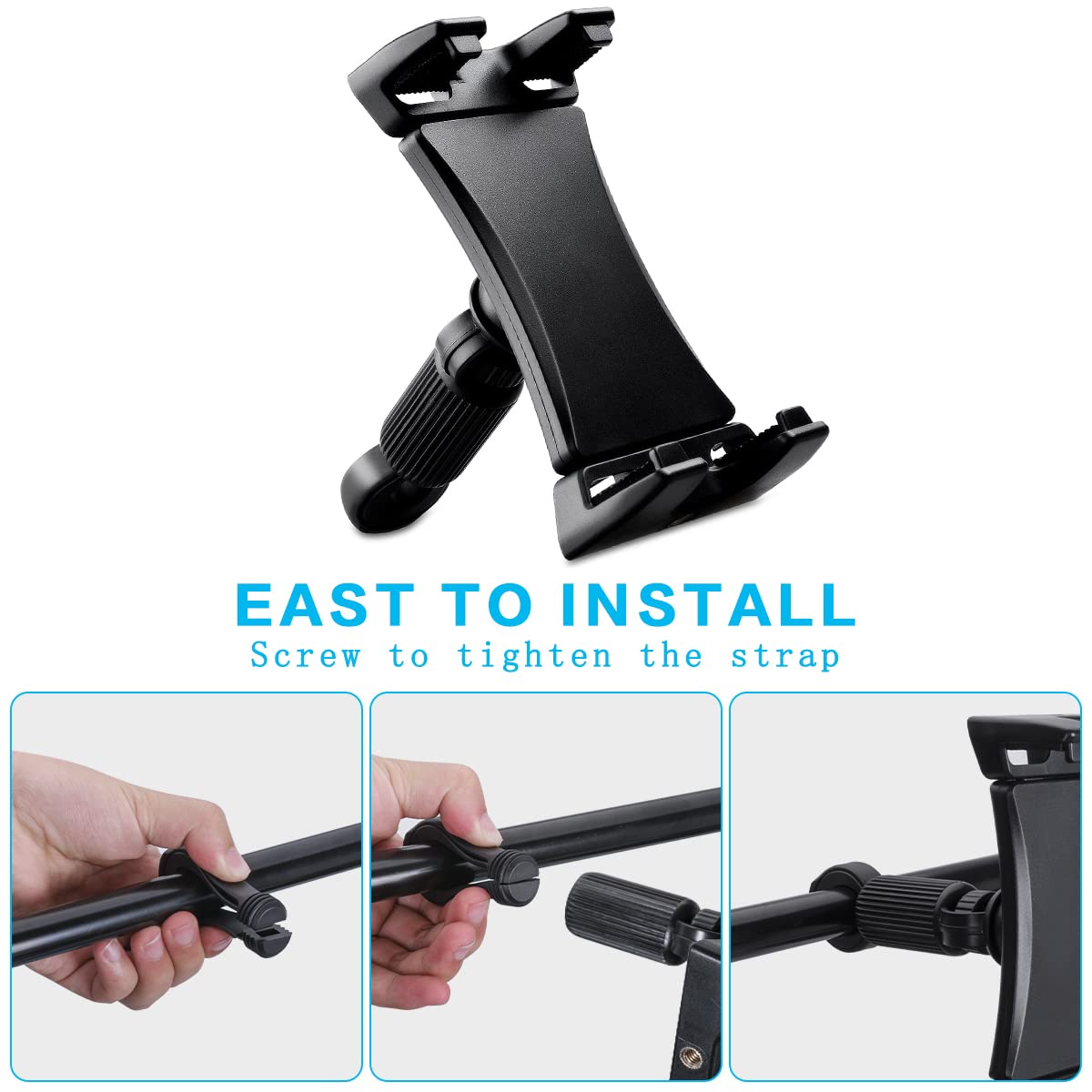 JUBOR Universal Tablet Holder for Microphone Stands - Adjustable iPad & Smartphone Mount (4.7-12.9