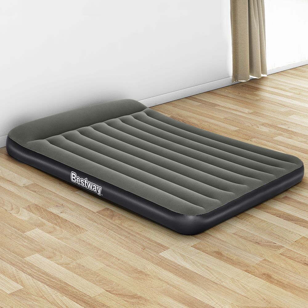 Bestway Queen Air Mattress - 30cm Inflatable Bed with Built-in Pump, Grey - Perfect for Camping, Guest Beds & Home Use