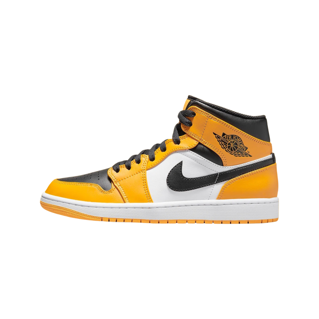 Air Jordan 1 Mid Sneakers - Yellow Toe, Black & White Basketball Shoes for Men | Casual Wear & Street Style Fashion