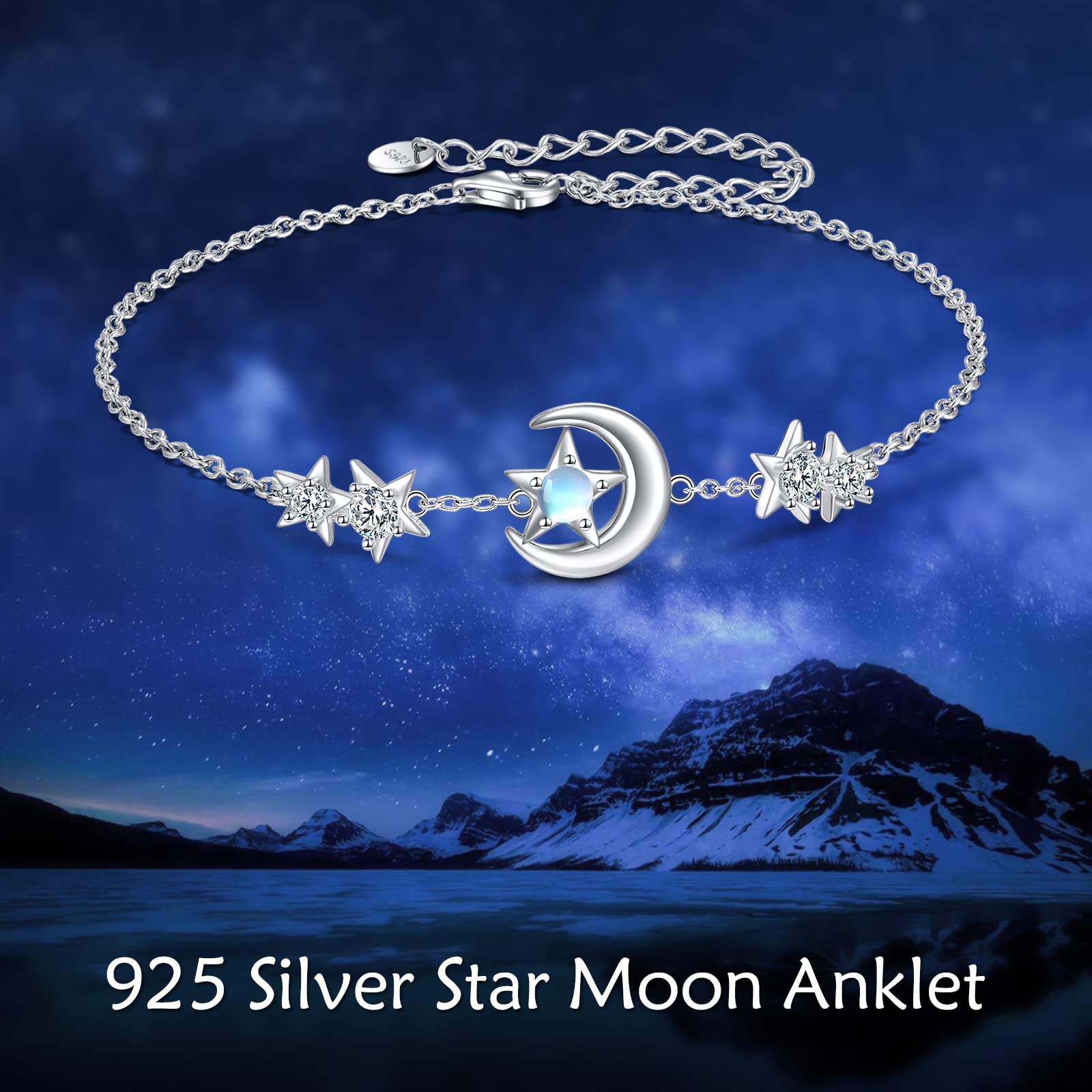 YAFEINI 925 Sterling Silver Adjustable Heart Cross Star Anklet Bracelet for Women - Fashionable Foot Chain Jewelry for Beach, Casual Wear & Gift for Women Girls