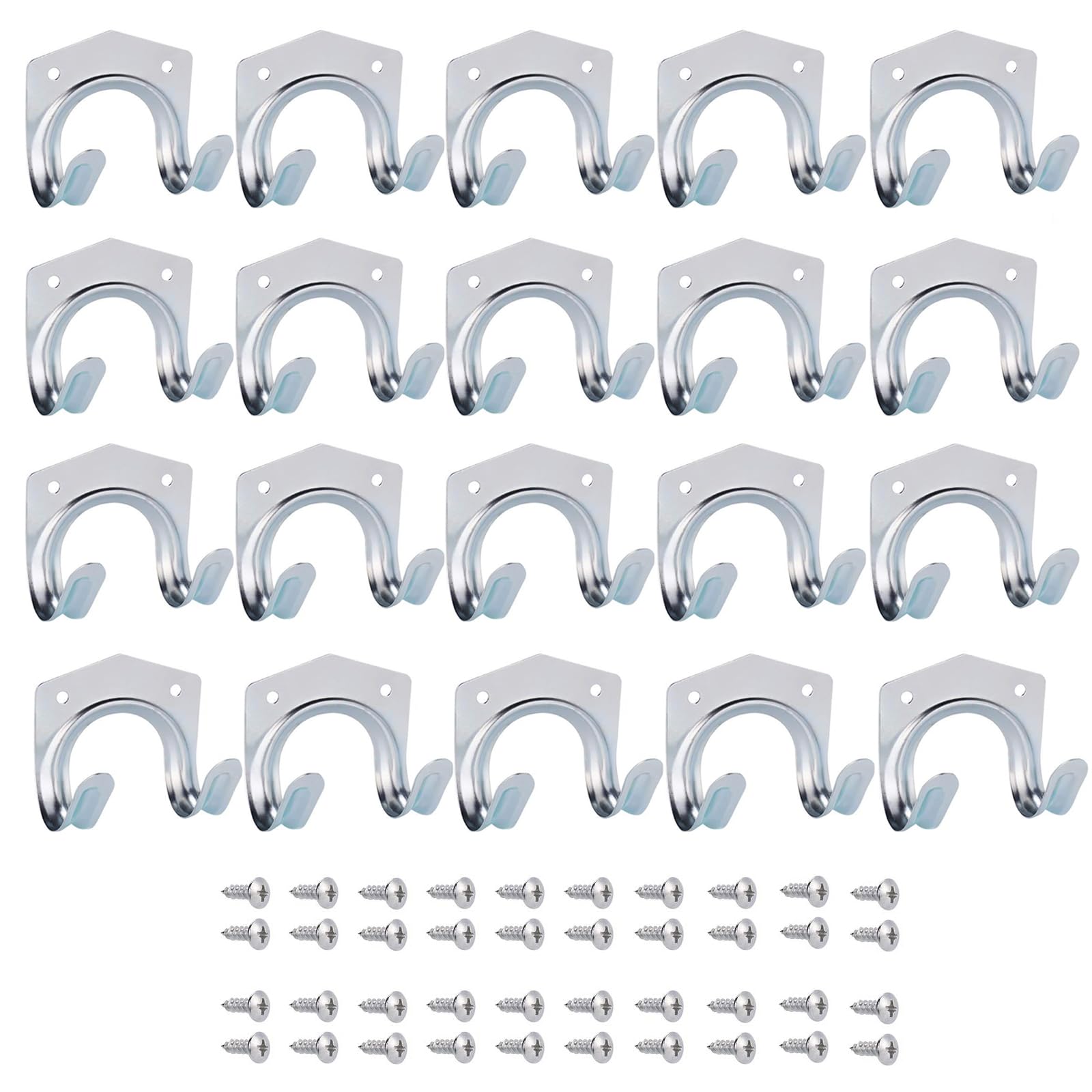 20 Pack Heavy Duty Wall Mount Storage Hooks - Garage Tool Organizer Hangers for Garden, Bathroom & Home Organization - Durable Metal Utility Hooks for Hanging Tools, Coats & Accessories (Perfect for Garage Storage, Closet Organization & DIY Projects)