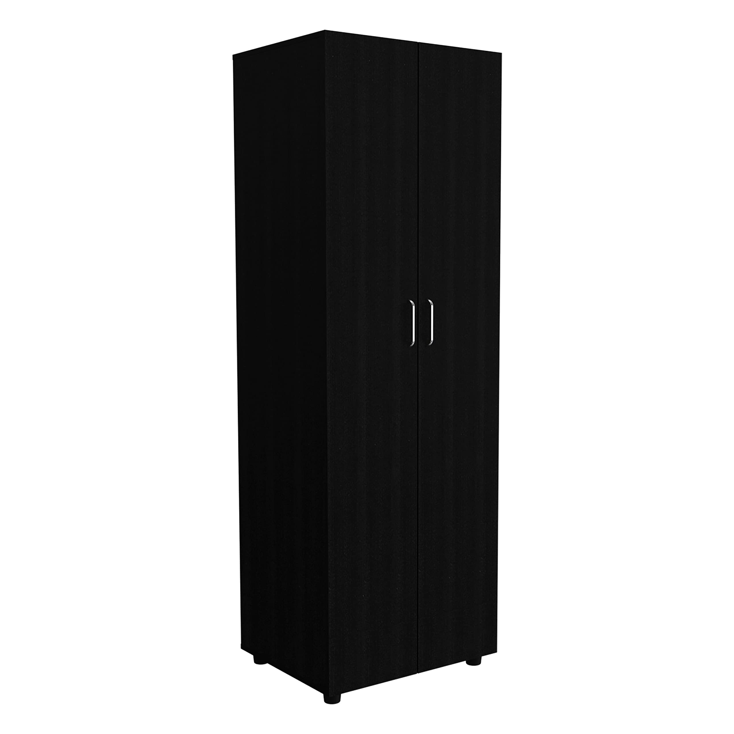 Tuhome Aurora Armoire with 2 Interior Shelves & Hanging Rod - Double Door Wardrobe Closet for Bedroom Storage - Black (Perfect for Master Bedroom, Guest Room, or Walk-In Closet Organization)