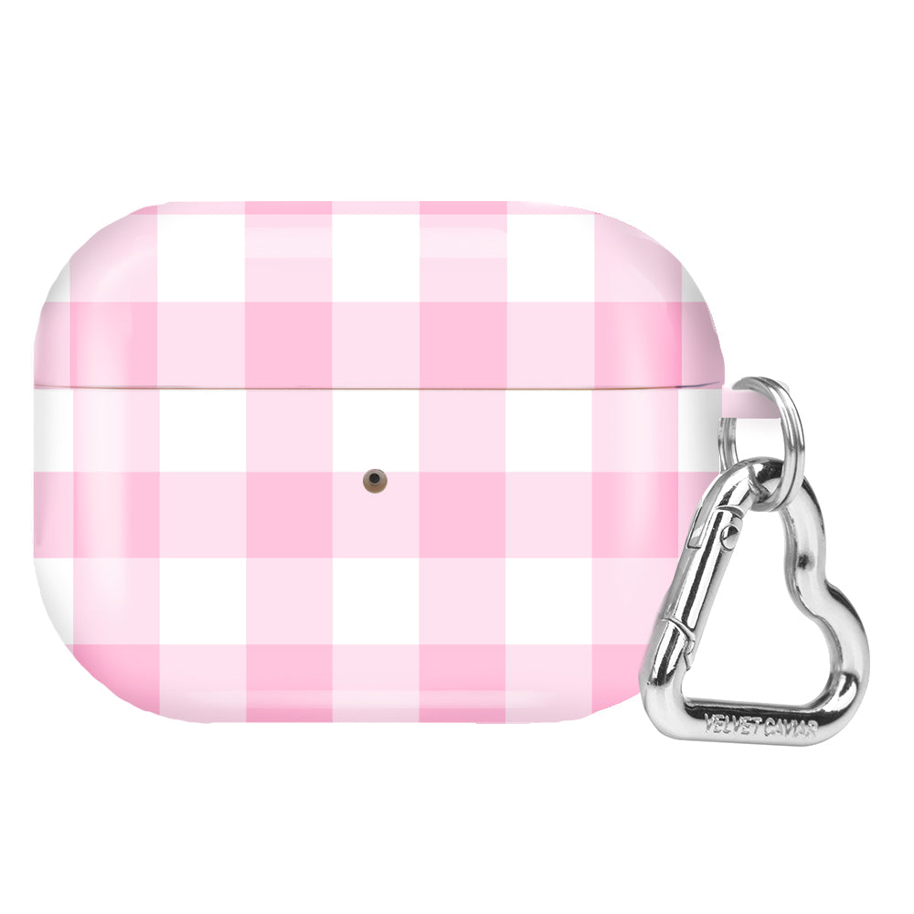 Cute Baby Pink Gingham AirPods Case Cover - Trendy Protective Case for AirPods 1/2/3 & Pro - Perfect Gift for Girls, Teens & Women - Great for School, Work & Travel Accessories