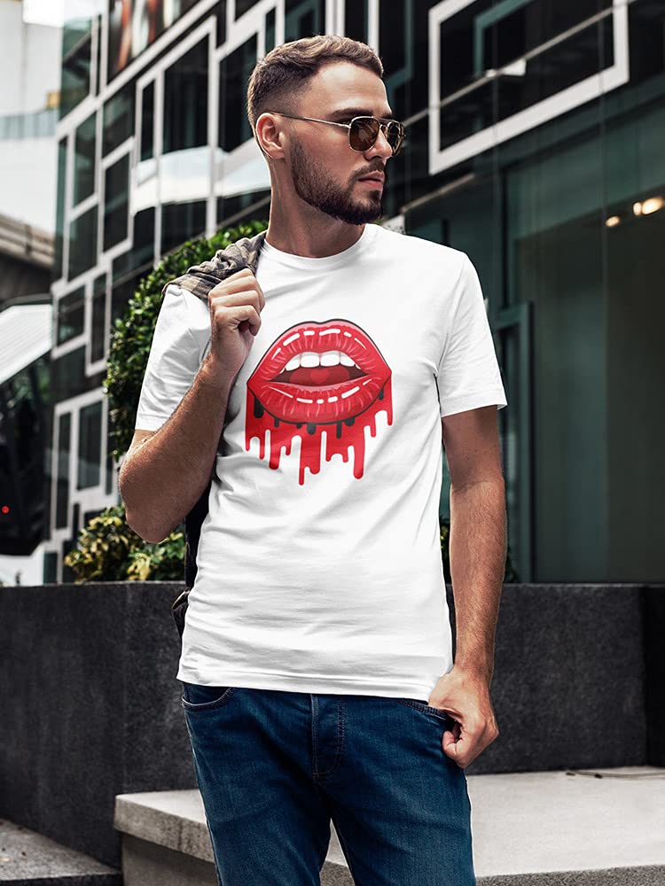 Dripping Red Lipstick Print T-Shirt for Men - Stylish Graphic Tee for Casual Wear, Street Fashion & Everyday Outfits