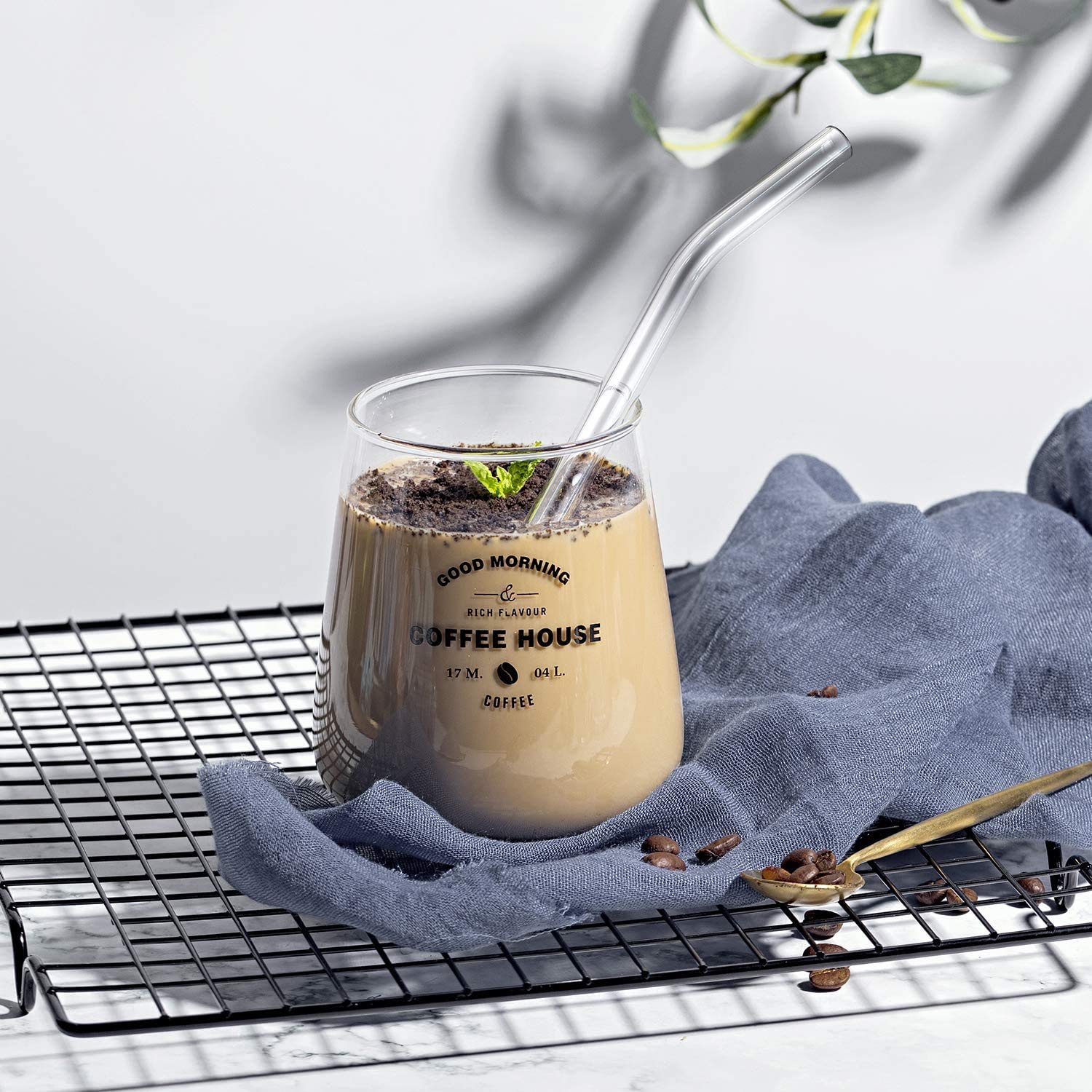 4-Pack Reusable Glass Straws 8.5