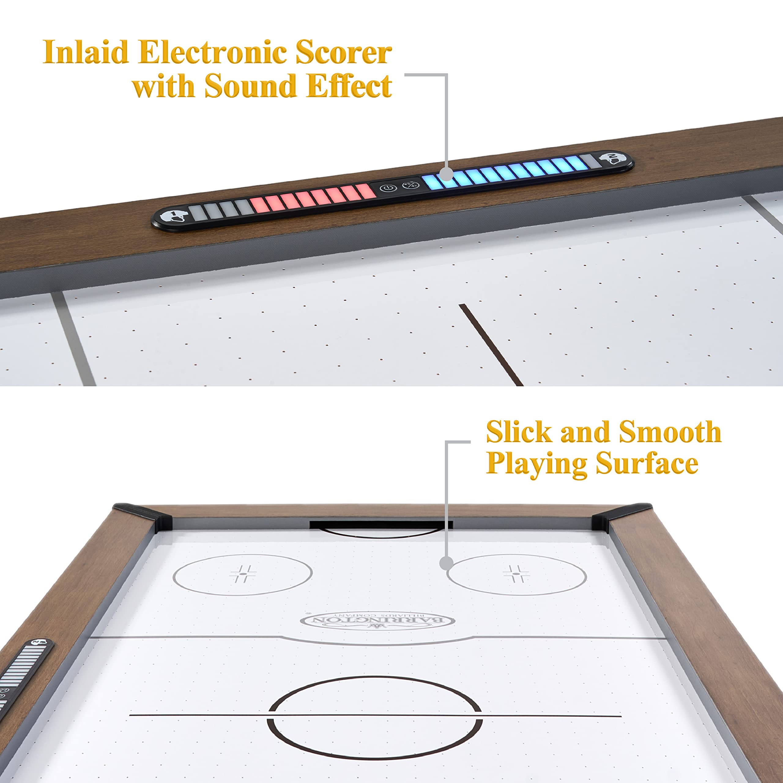 Barrington Billiards Air Hockey Table with 2 Mallets, 4 Pucks & Scoring System - Premium Family Game Room Table for Kids & Adults - Perfect for Basement, Rec Room & Arcade Fun