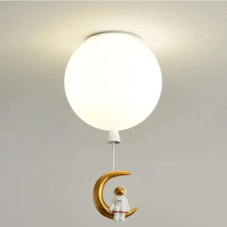 Astronaut on Moon LED Ceiling Light - Space-Themed Kids Room Decor, Bedroom Night Light & Sci-Fi Home Lighting for Space Enthusiasts
