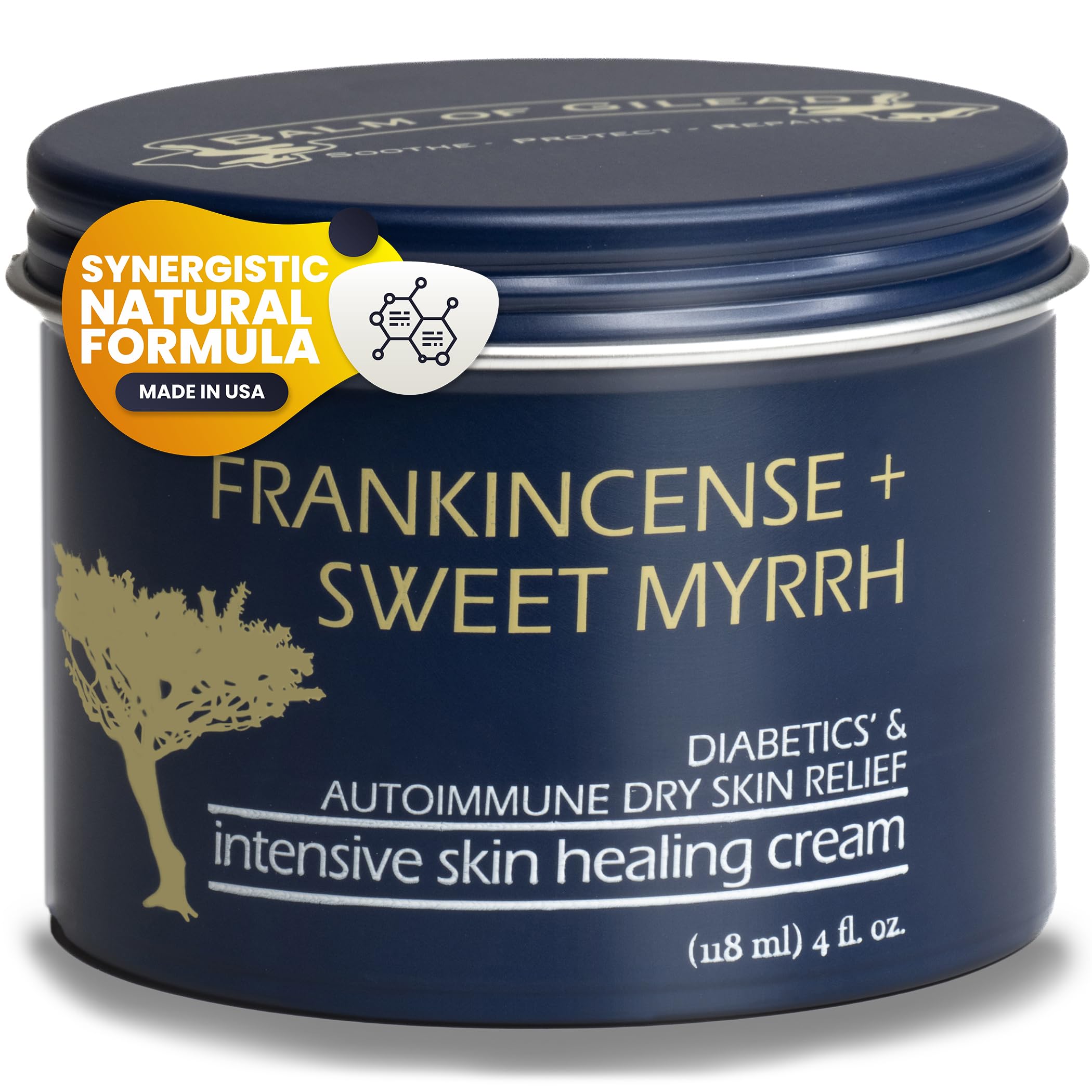BALM OF GILEAD Foot Healing Cream with Frankincense & Myrrh - Moisturizing Therapy for Dry, Cracked Feet & Diabetic Skin Care - Deeply Nourishing Foot Cream for Sensitive Skin - Perfect for Daily Foot Care, Post-Pedicure Treatment & Nighttime Foot Therapy