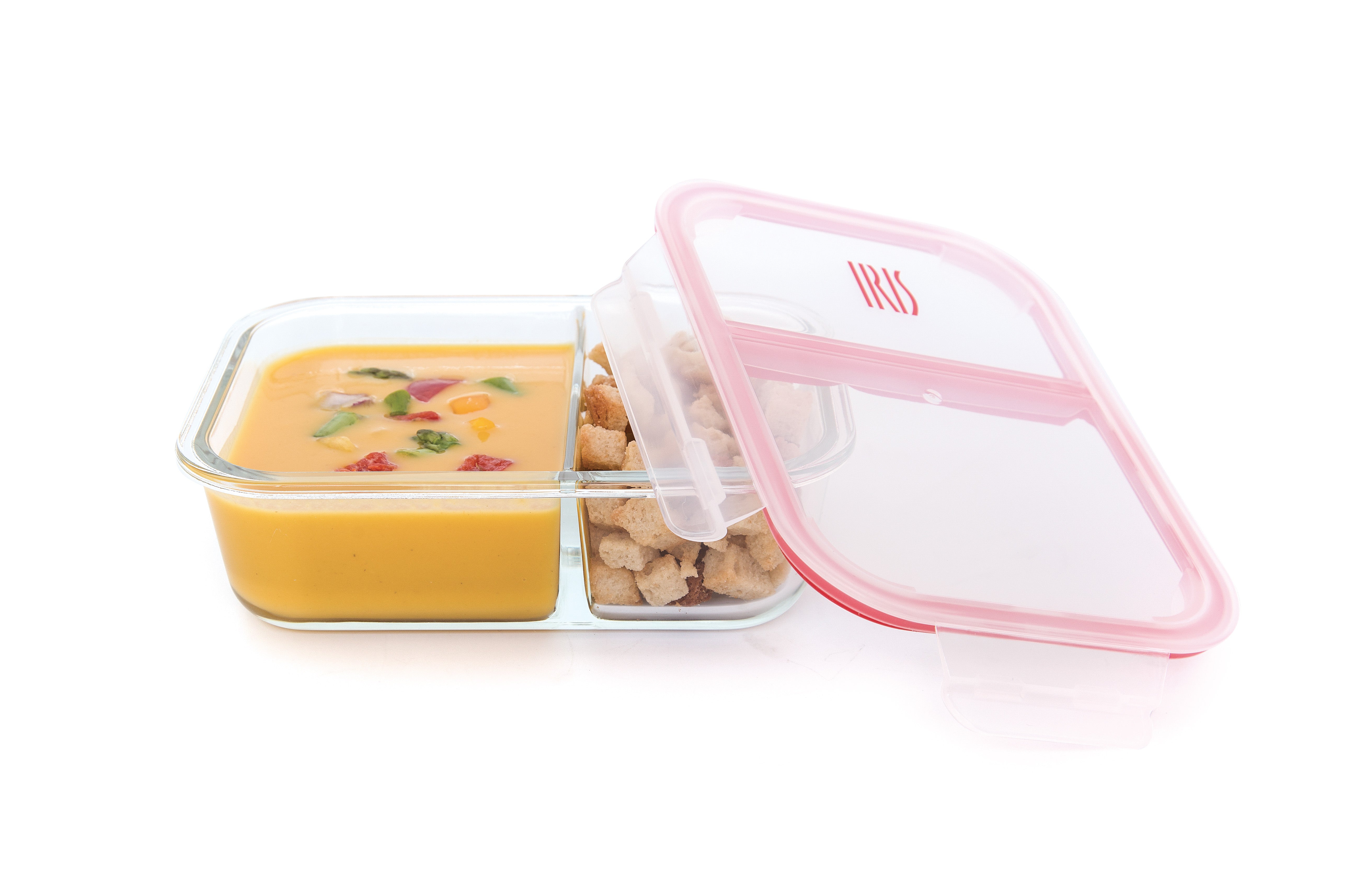 Divided Glass Food Storage Container Set - 1360ml (530ml + 830ml) for Meal Prep, Leftovers & Kitchen Organization - BPA Free Airtight Containers