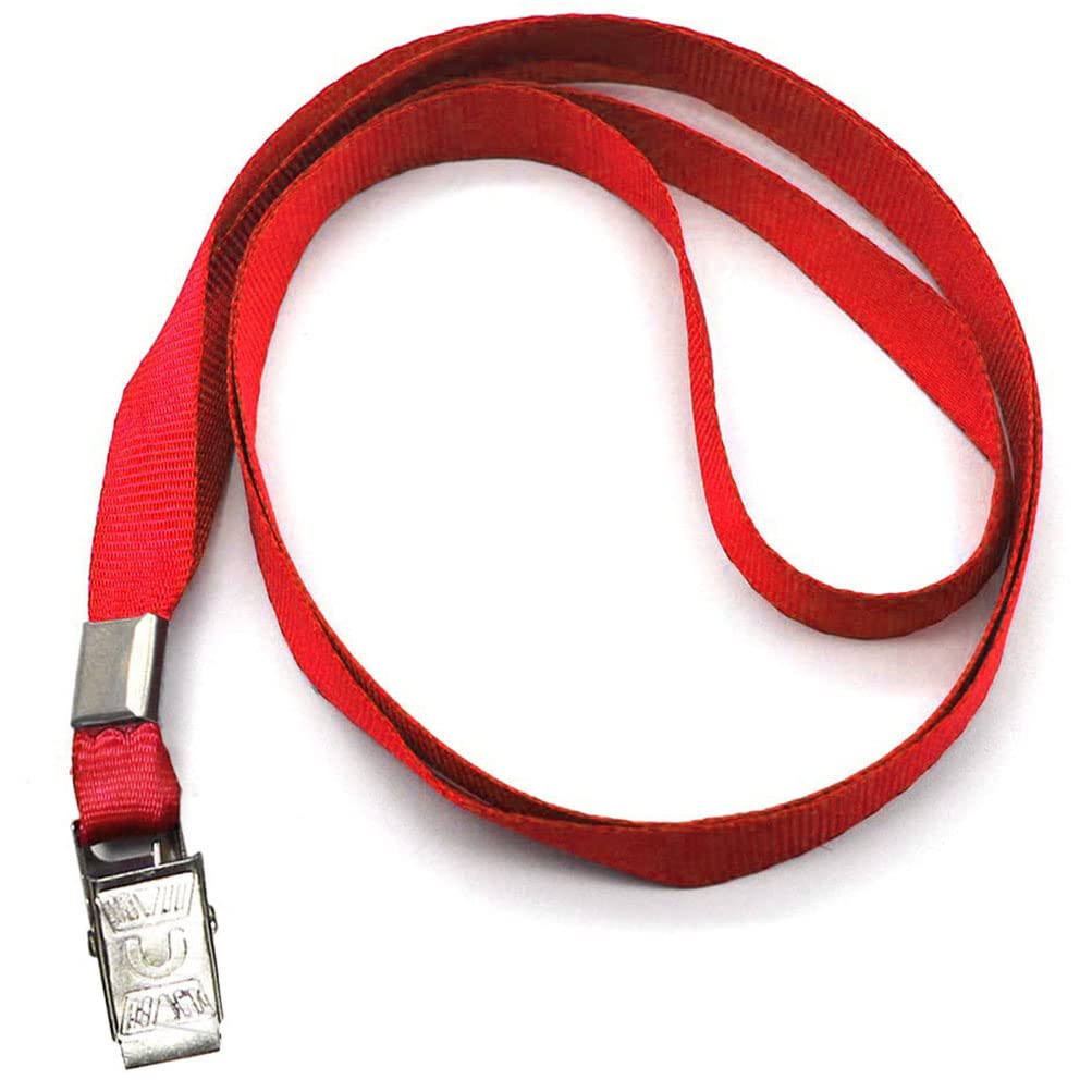 Beebel 100 Pack Red Nylon Flat Badge Lanyards with Bulldog Clip - ID Badge Holder, Name Tag Lanyard for Work, School, Events & Conventions (Red, 100 Pack)
