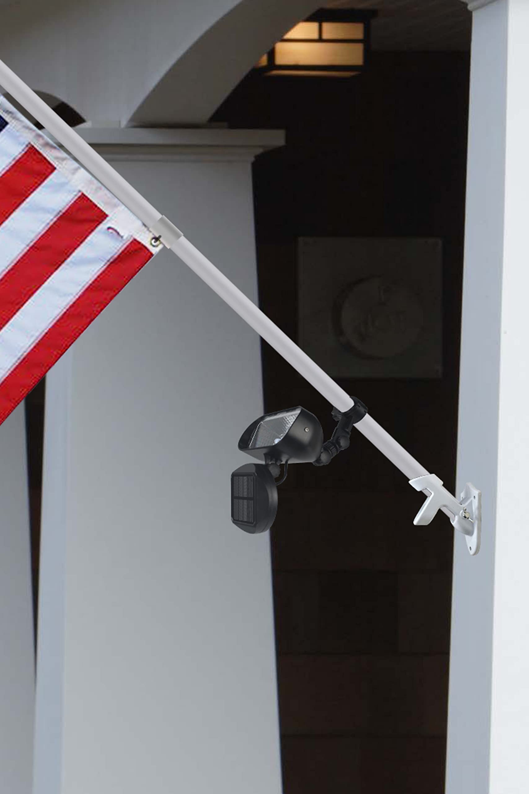 Solar Powered Flagpole Light - 4 Ultra Bright LED, 360° Adjustable, IP65 Waterproof Outdoor Light for 1