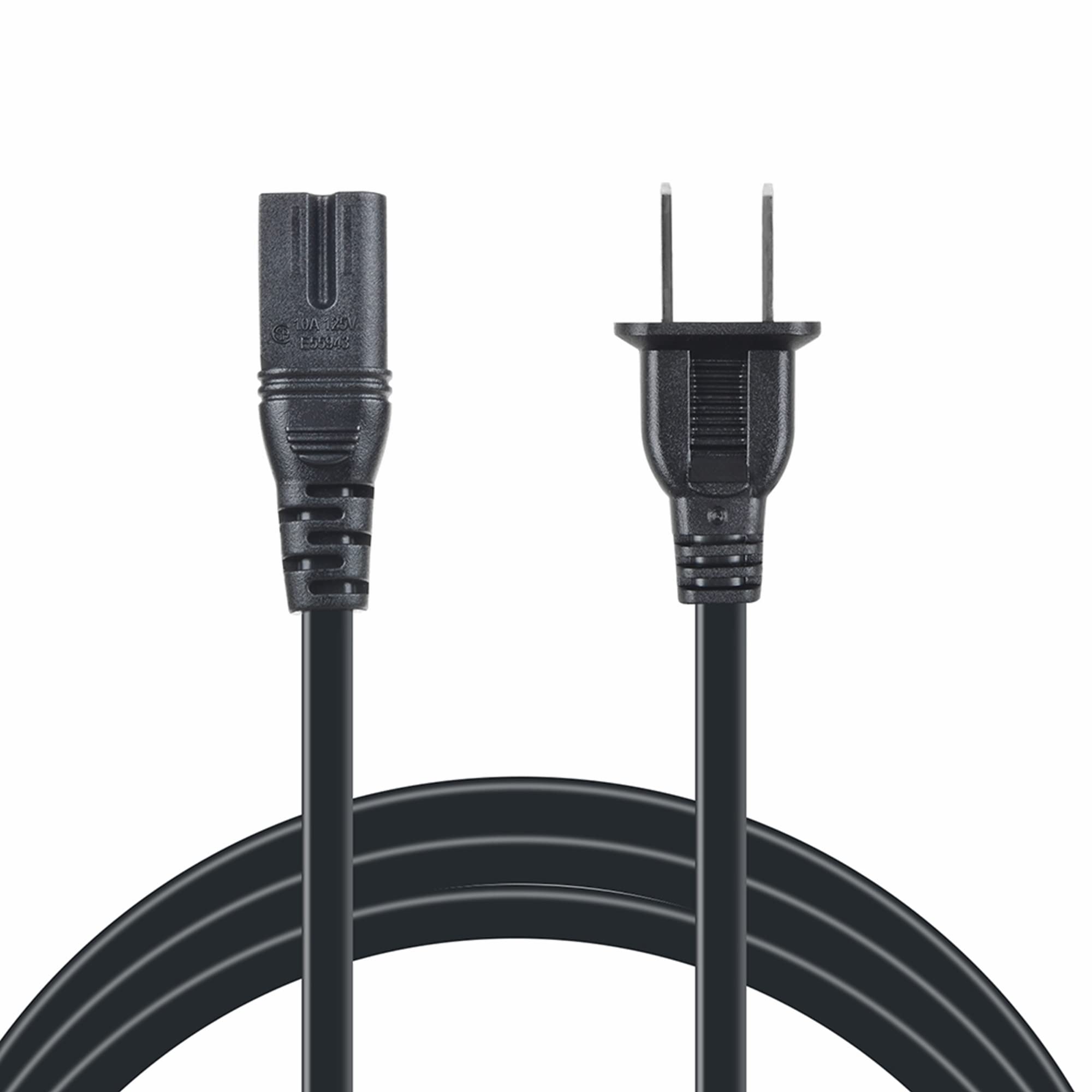 5ft AC Power Cord Replacement for PS3 Slim, PS2, Xbox, Sony PS1 - Compatible with Multiple Gaming Consoles | Perfect for Home Gaming Setups & Console Repairs