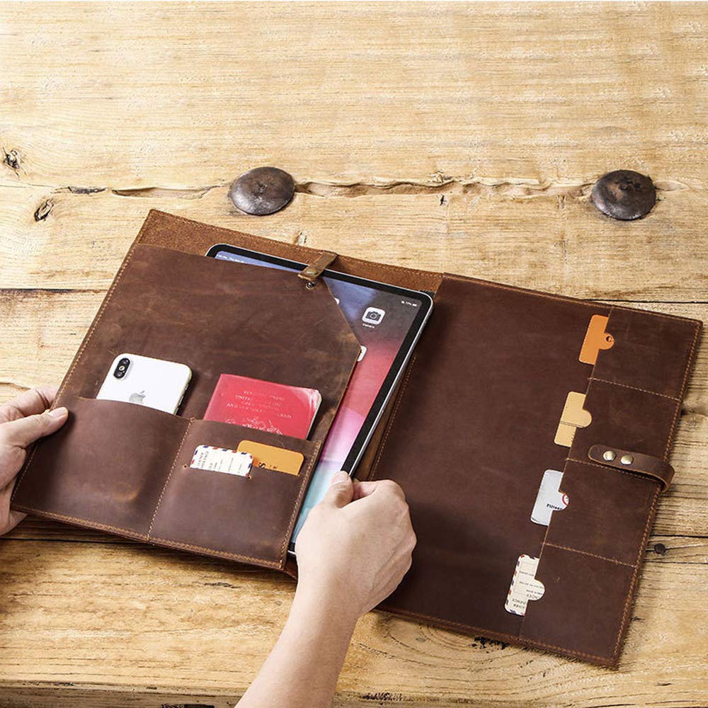 Premium Genuine Leather iPad Pro 12.9 Case with Pencil Holder & Card Slot - Handcrafted Protective Sleeve for iPad Pro 12.9 Inch (2021-2023 Models) | Perfect for Business, Travel & Everyday Use