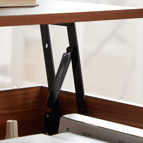 Lift Top Coffee Table - 15-Minute Quick Assembly, Multi-Functional Computer Desk with Wood Grain Finish & Sturdy Steel Legs, Spacious Storage, Adjustable Height - Perfect for Small Apartments, Home Office, and Living Room