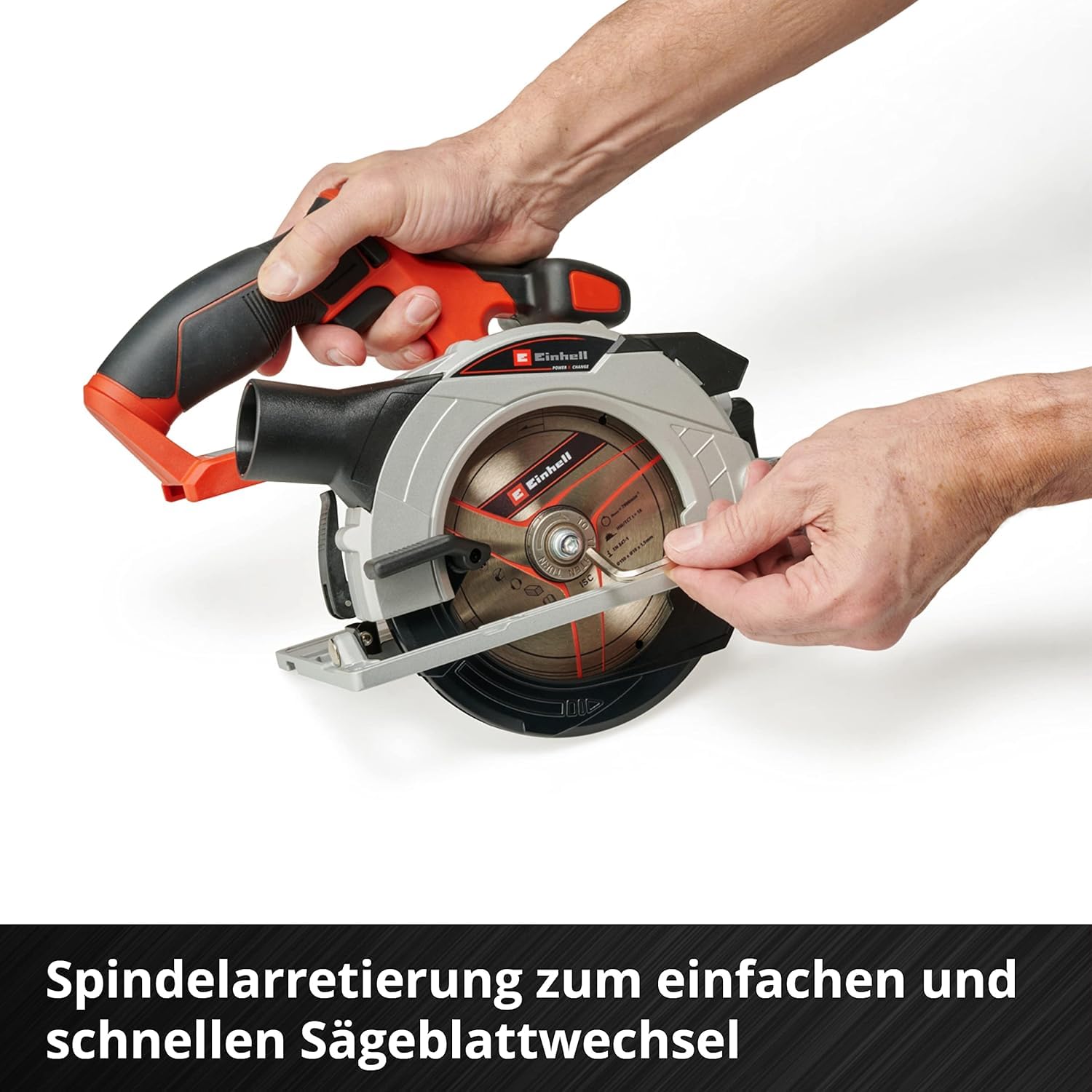 Einhell TE-CS 18/150 Li-Solo Power X-Change Cordless Circular Saw - 18V Lithium-Ion Battery (Not Included), 150mm Blade, Tool-Free Depth & Bevel Adjustment, LED Light - Perfect for Woodworking, DIY Projects & Construction Sites