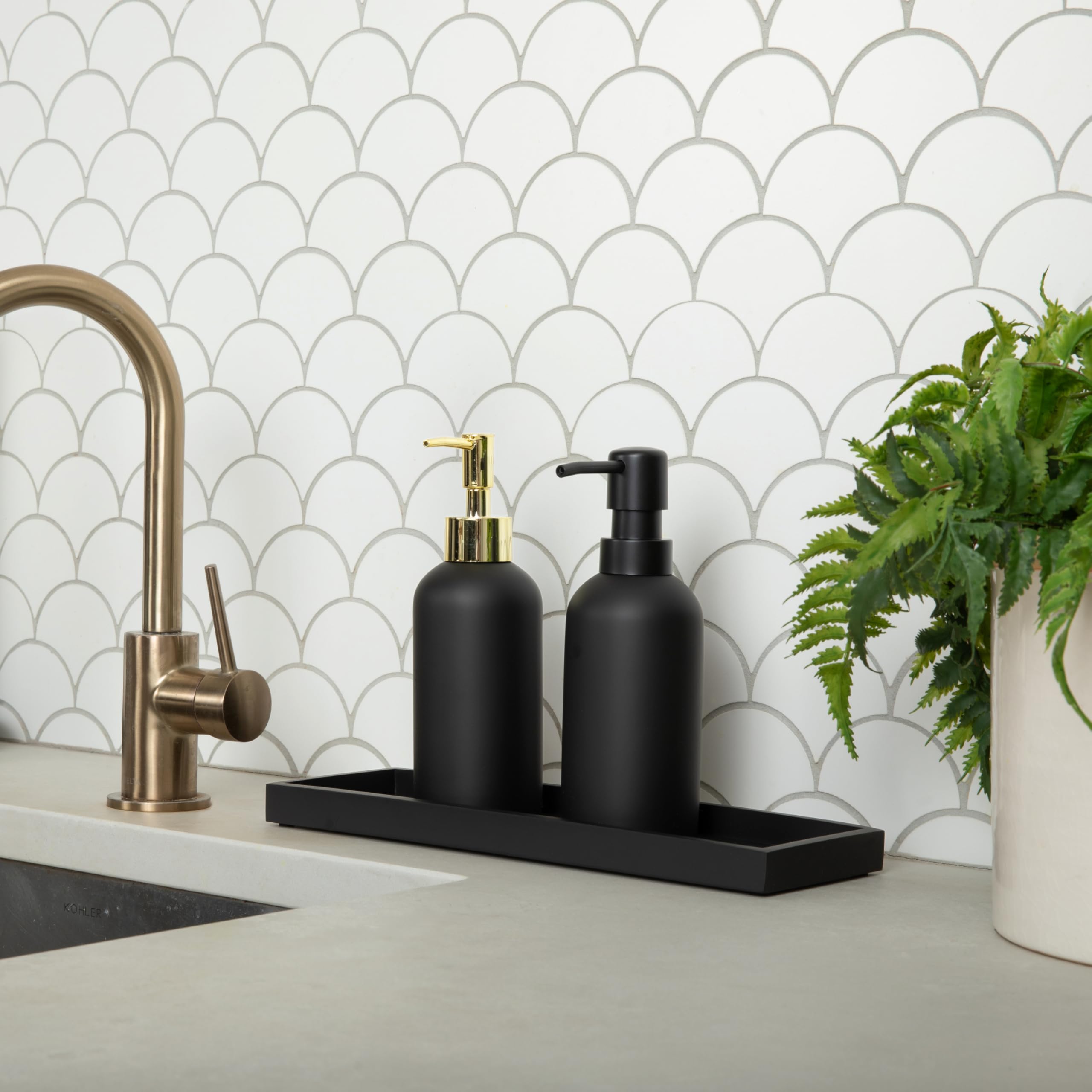 Essentra Home Matte Black Luxury Bathroom Vanity Tray - Rectangular Cosmetic Organizer for Jewelry, Perfume & Makeup | Stylish Countertop Decor for Modern Bathrooms & Bedrooms