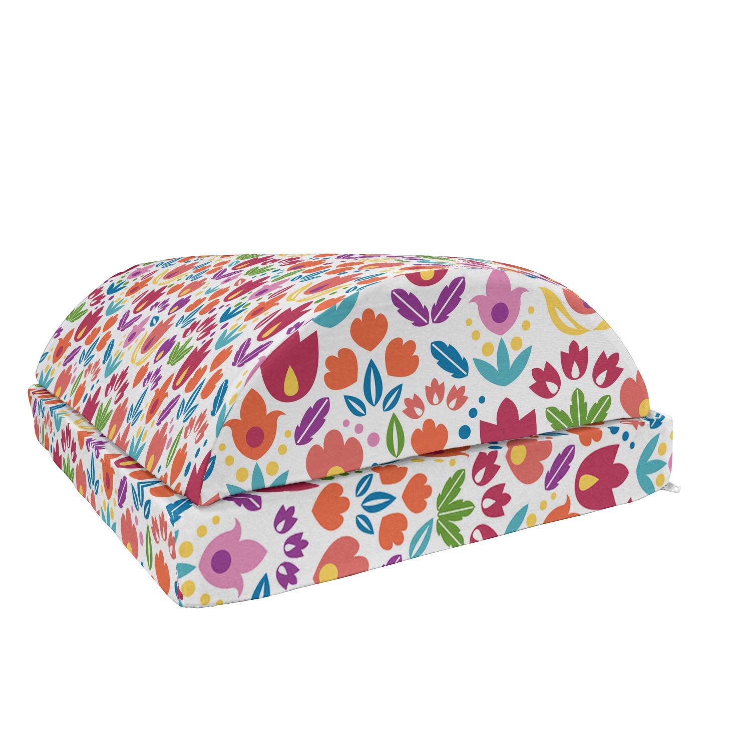 Ambesonne Dutch Foot Rest with Blooming Tulips Floral Design - Adjustable Ergonomic Memory Foam Leg Support for Office & Home - Non-Slip Backing - Perfect for Work, Reading & Relaxation