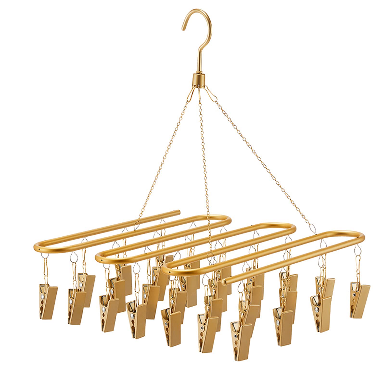Aluminum Alloy Windproof Laundry Drying Rack with 21 Clips - Heavy Duty Clothes Hanger for Socks, Underwear, Gloves & Towels | Perfect for Indoor/Outdoor Drying, Small Spaces & Travel