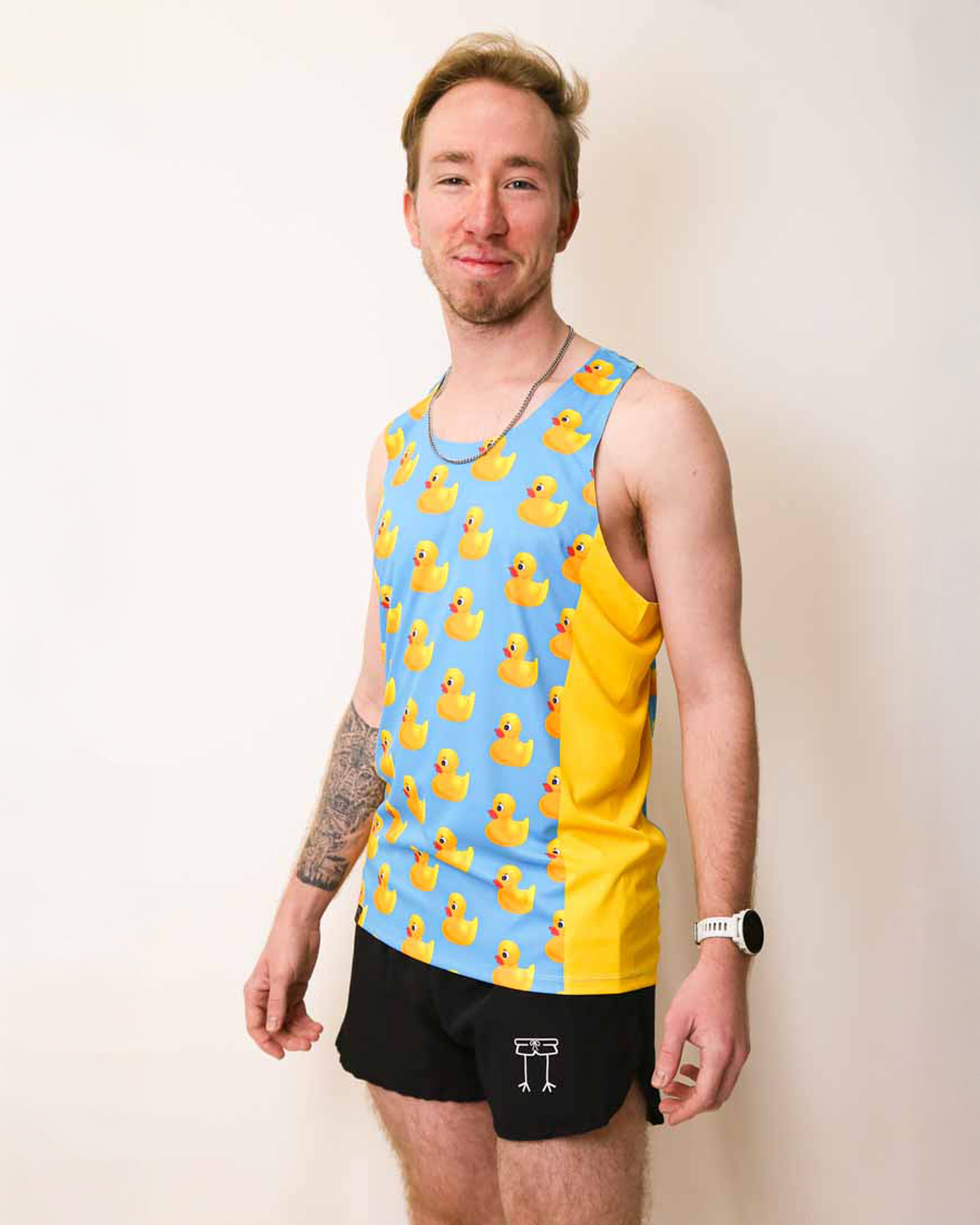 Men's High-Performance Rubber Ducky Singlet - Breathable Workout Shirt for Gym, Running & CrossFit Training