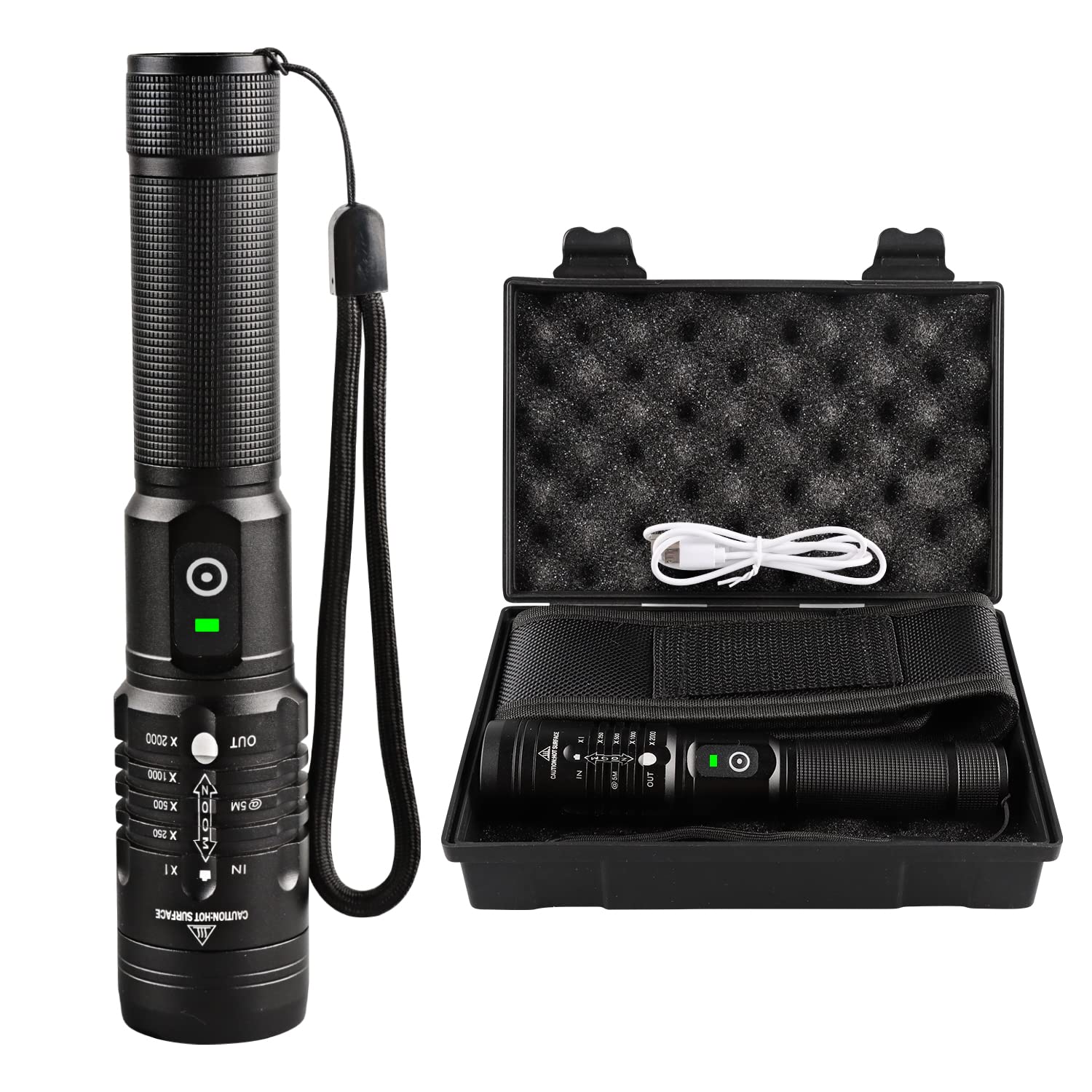 YXQUA 10000 Lumen Rechargeable LED Flashlight - Super Bright XHP70.2 Handheld Torch with 5 Modes | High Lumens Powerful Flashlight for Emergency, Camping, Hiking, Hurricane & Outdoor Adventures