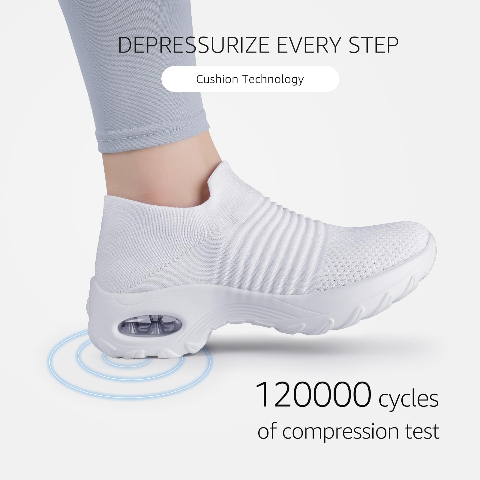 STQ Women's Slip-On Walking Shoes - Breathable Non-Slip Work Sneakers with Air Cushion & Arch Support - Comfortable Orthopedic Shoes for Nurses, Waitresses & All-Day Wear