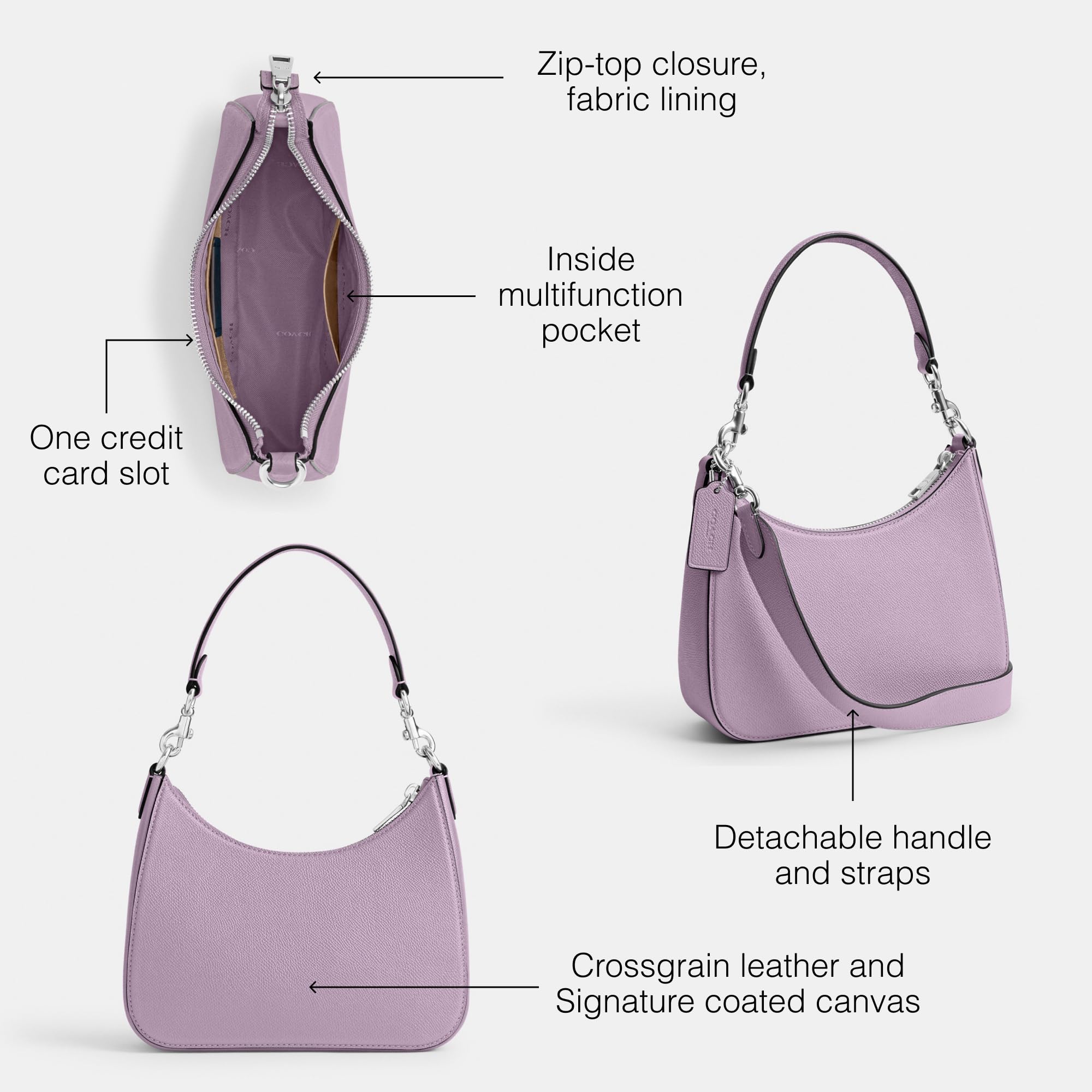 Coach Unisex Hobo Crossbody Bag in Durable Crossgrain Leather - Stylish & Functional for Work, Travel & Everyday Use