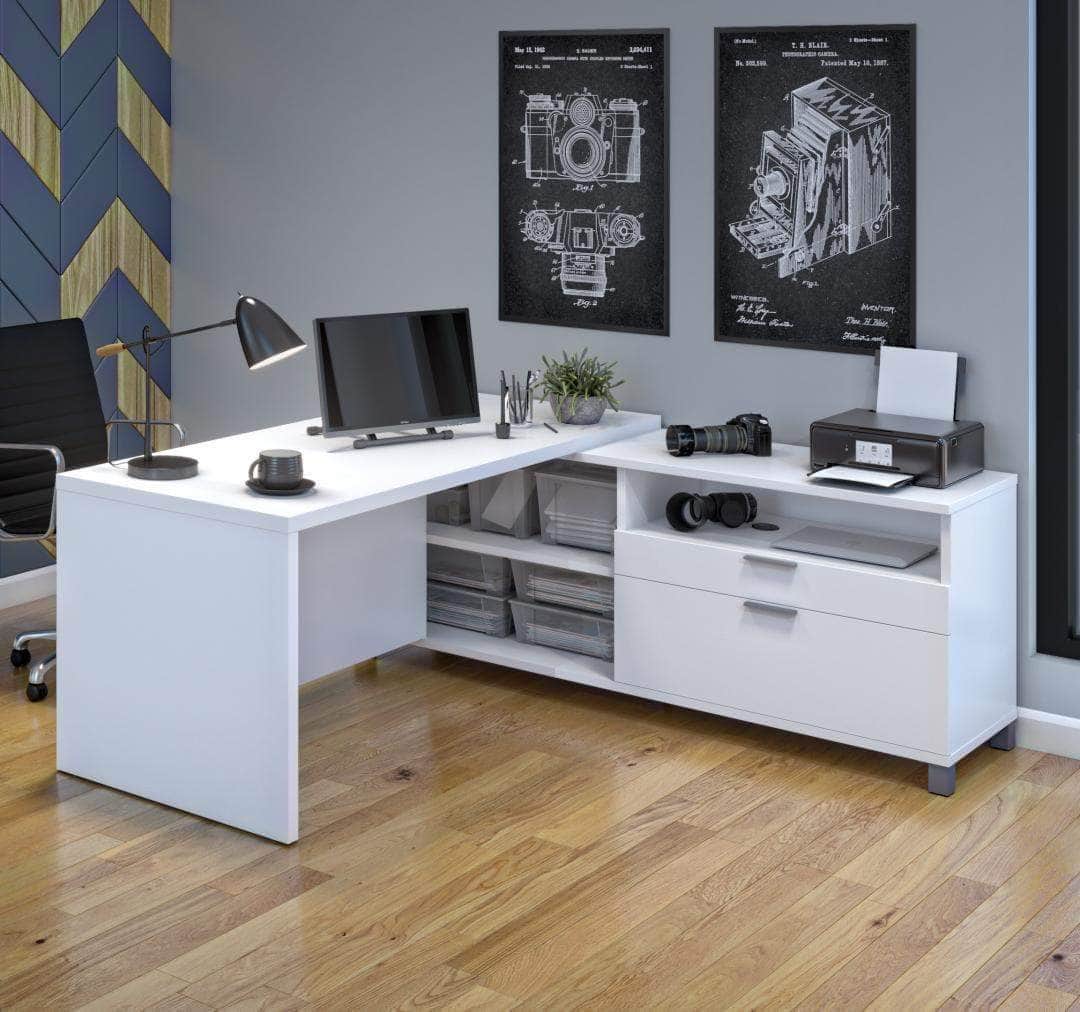Pro Linea L Shaped Desk for Home Office - Modern Computer Workstation in 2 Colors (Black & White) - Perfect for Small Spaces & Gaming Setup