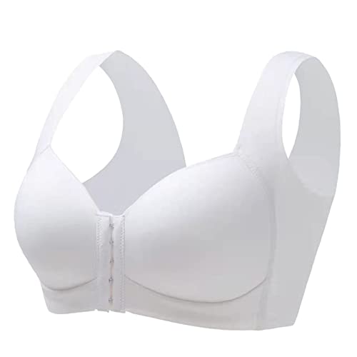 Plus Size Sports Bra - No Wire Comfort Sleep & Workout Bra with Non-Removable Pads for Yoga, Running & Daily Wear (White, Size 46) | Supportive Shaping Bra for Women