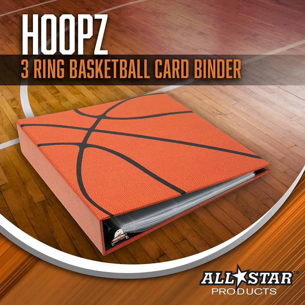 Premium Hoopz Textured 3-Ring Basketball Card Binder with 100 Sleeves - Durable Sports Trading Card Organizer for Collectors - Perfect for NBA, Pokemon & MTG Card Storage & Display