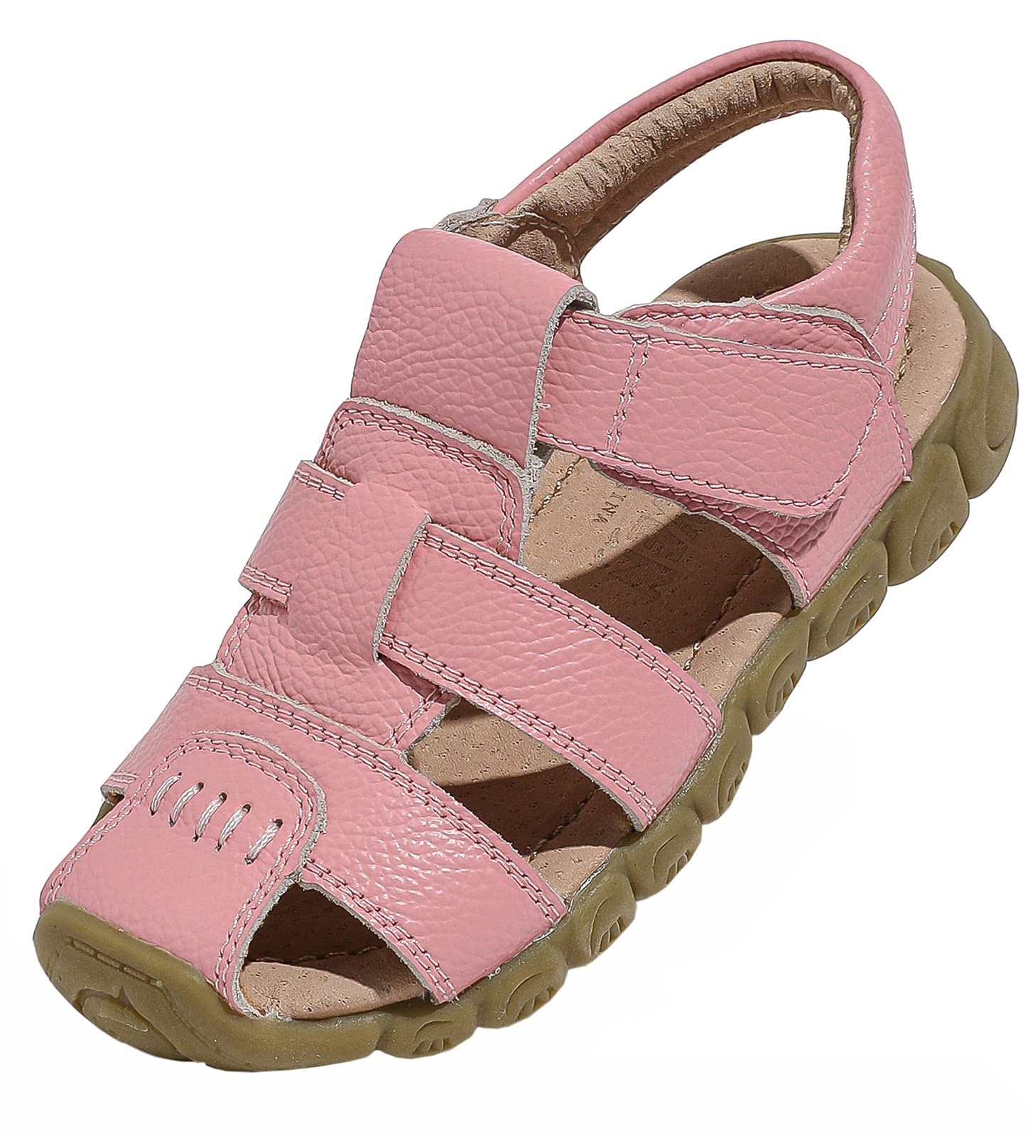 DADAWEN Kids Leather Closed Toe Sport Sandals for Boys & Girls - Comfortable Outdoor Play Shoes for Toddler, Little Kid & Big Kid | Perfect for Beach, Park & Summer Adventures