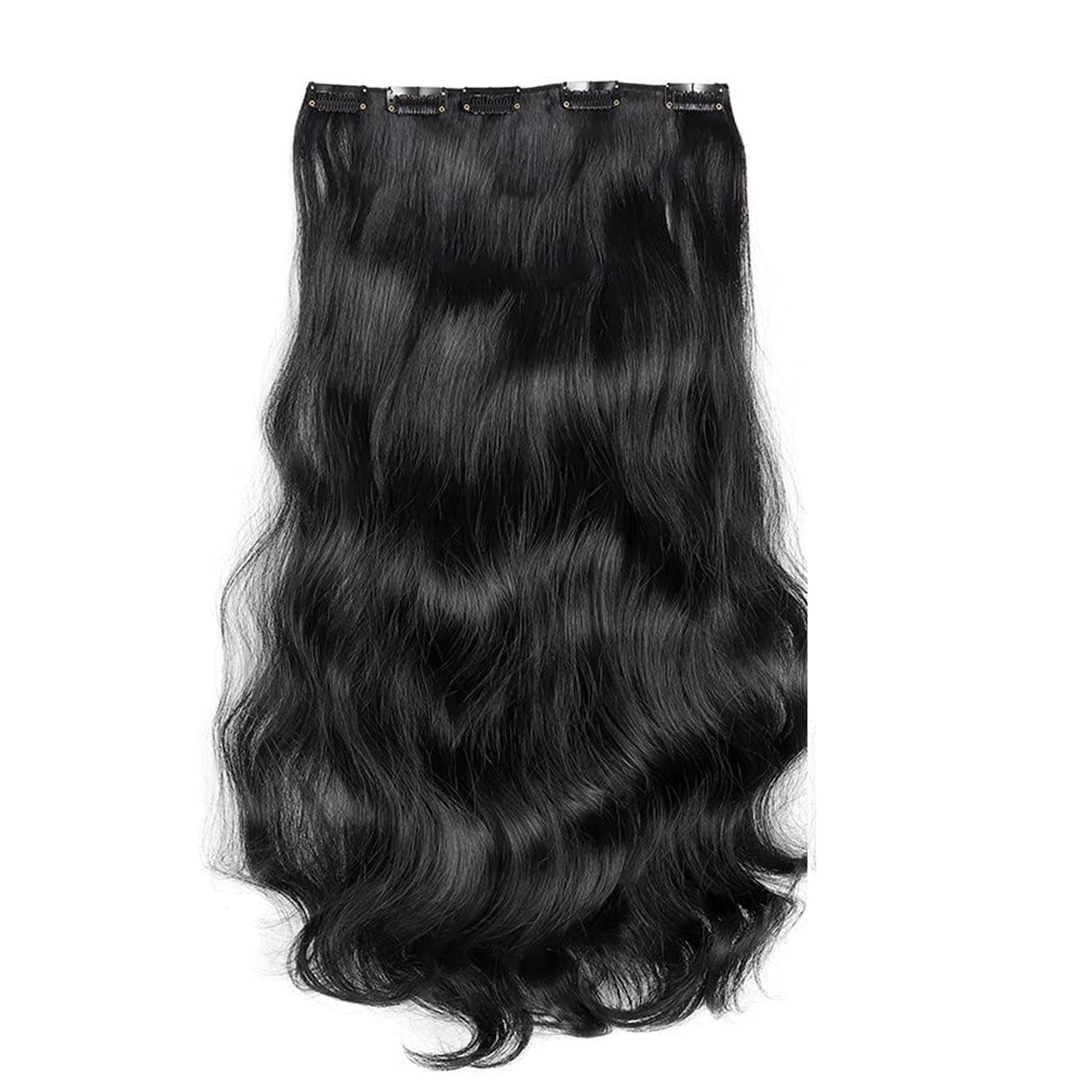 Sankrityayan 18-22 Inch Long Curly Black Thick 5 BB Clip-in Hair Extensions with Double Weft for Women - 1B Curly | Perfect for Parties, Weddings & Daily Styling