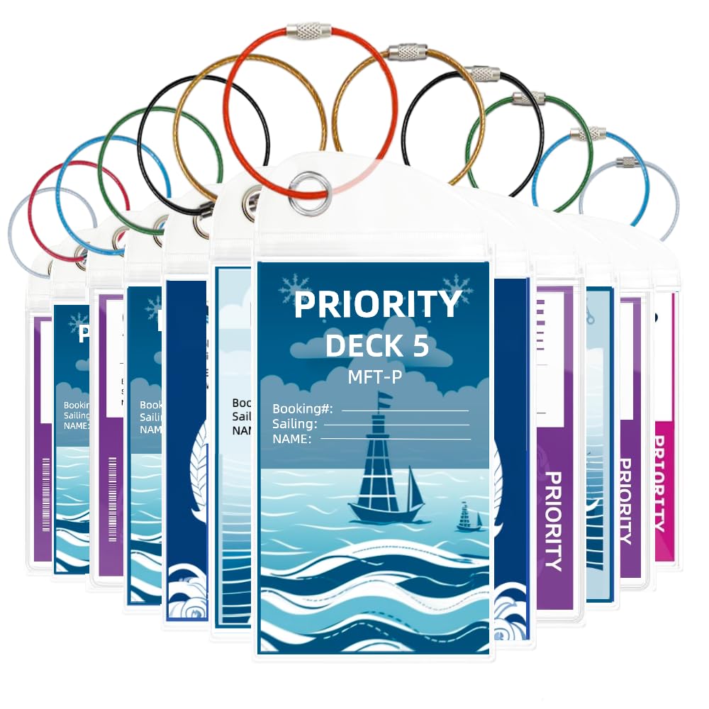 Durable Luggage Tags for Suitcases - 12 Pack Cruise Ship Essentials with ID Holder | Perfect for Carnival Cruises, Air Travel & Vacation Packing