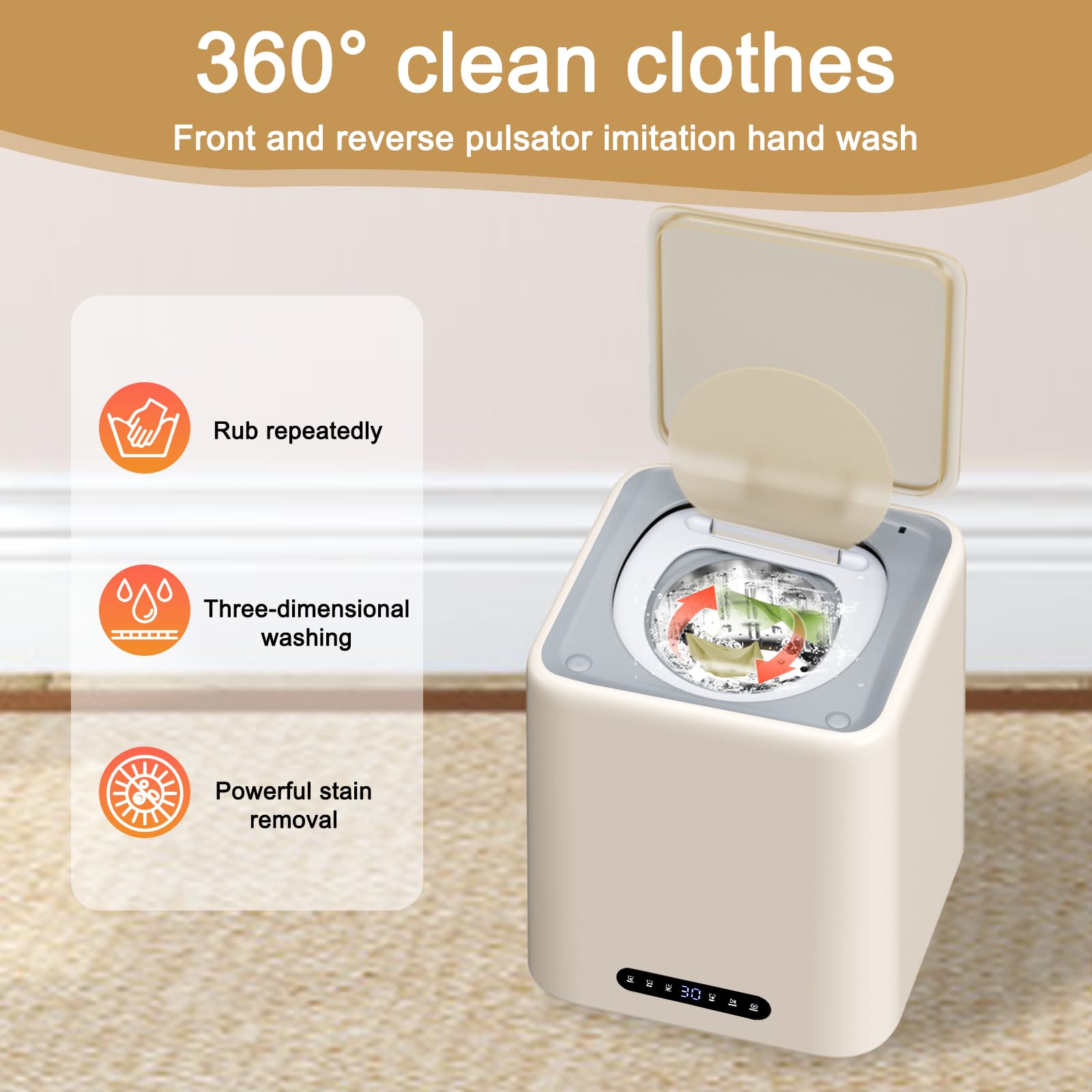 Mini Fully Automatic Washing Machine for Delicates - Compact & Efficient Laundry Solution for Bras, Underwear, Socks - Perfect for Apartments, Dorms, RV Travel & Small Spaces