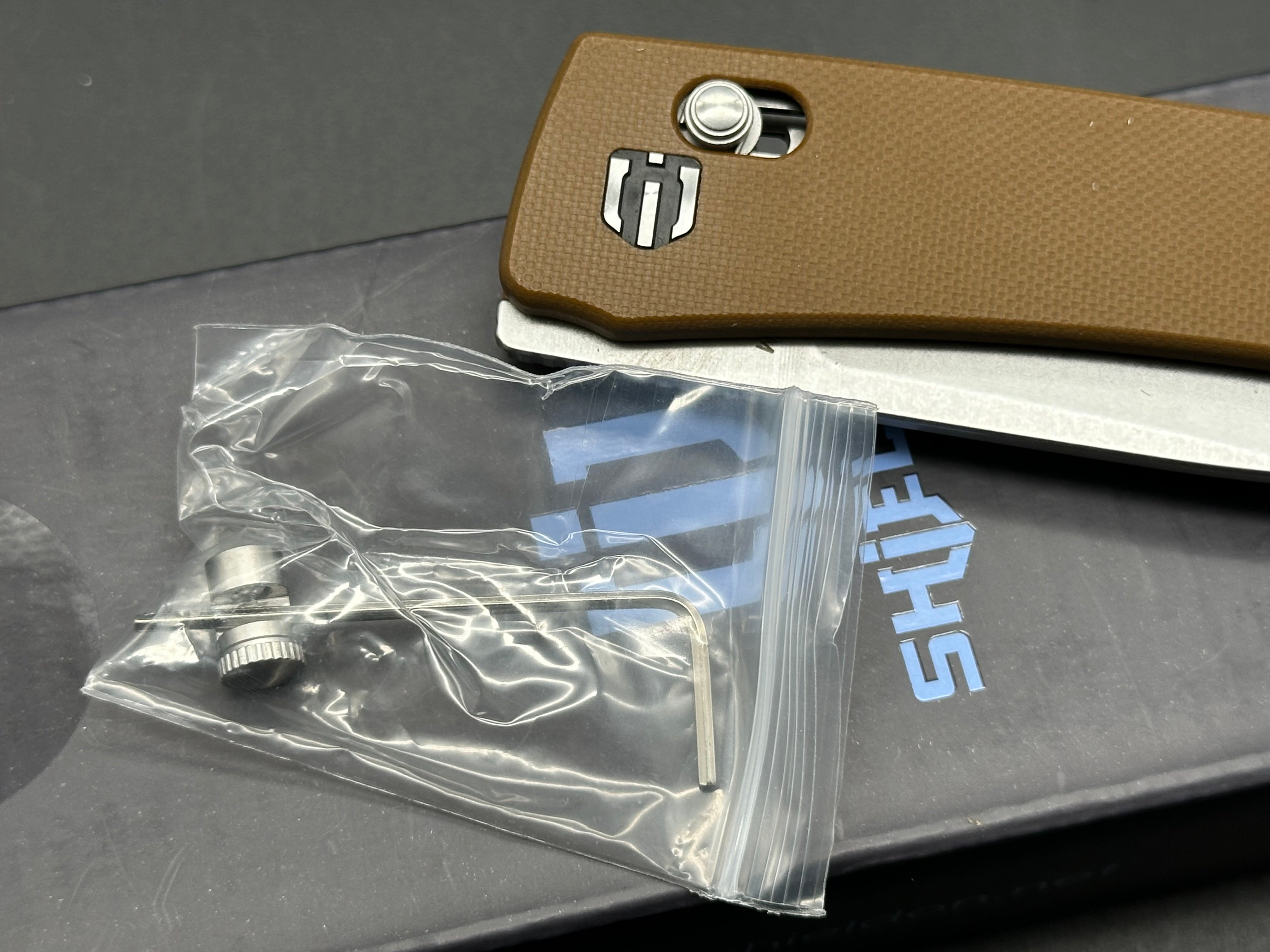 SHIELDON KITE Pocket Knife - 154CM Stainless Steel Blade with Brown G10 Handle - Compact EDC Folding Knife for Outdoor, Camping & Everyday Carry