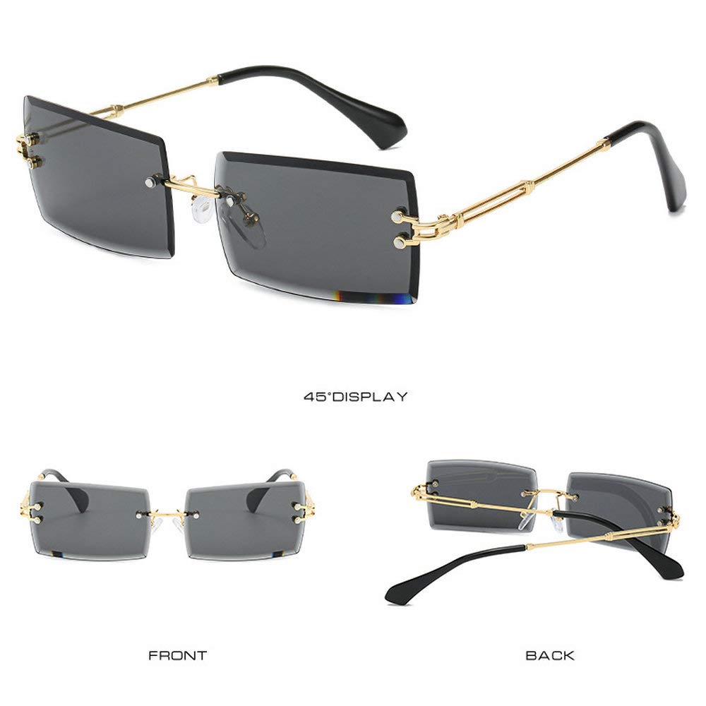 Stylish Small Rectangle Sunglasses for Women - Ultralight Candy Color Rimless Ocean Sun Glasses | Perfect for Beach, Driving & Summer Fashion